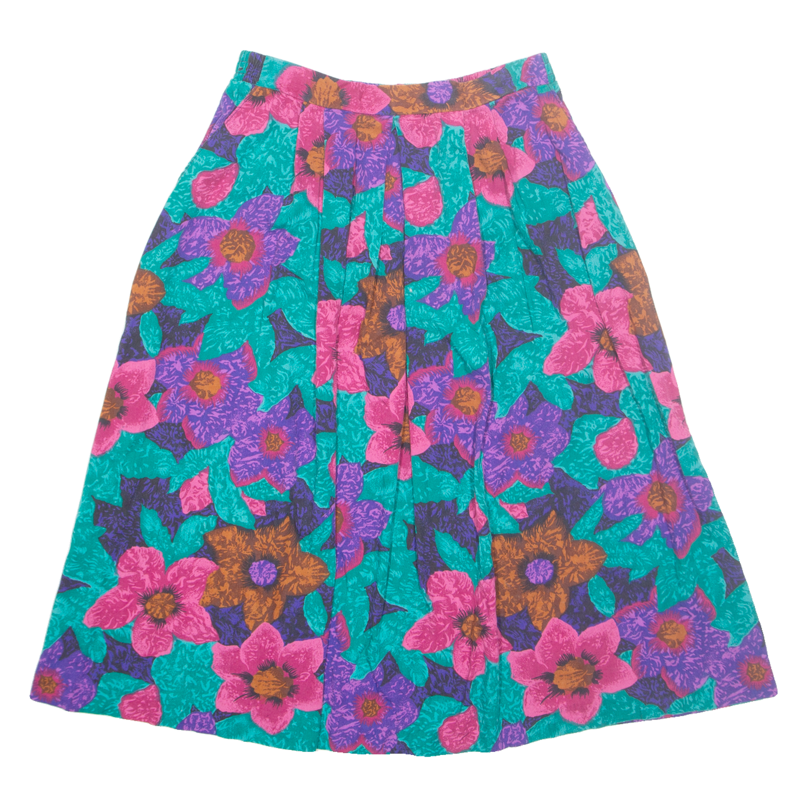 FIRE ISLANDER Womens A-Line Skirt Green Midi Floral M Refurbished - N/A refurbished available on Cerqular