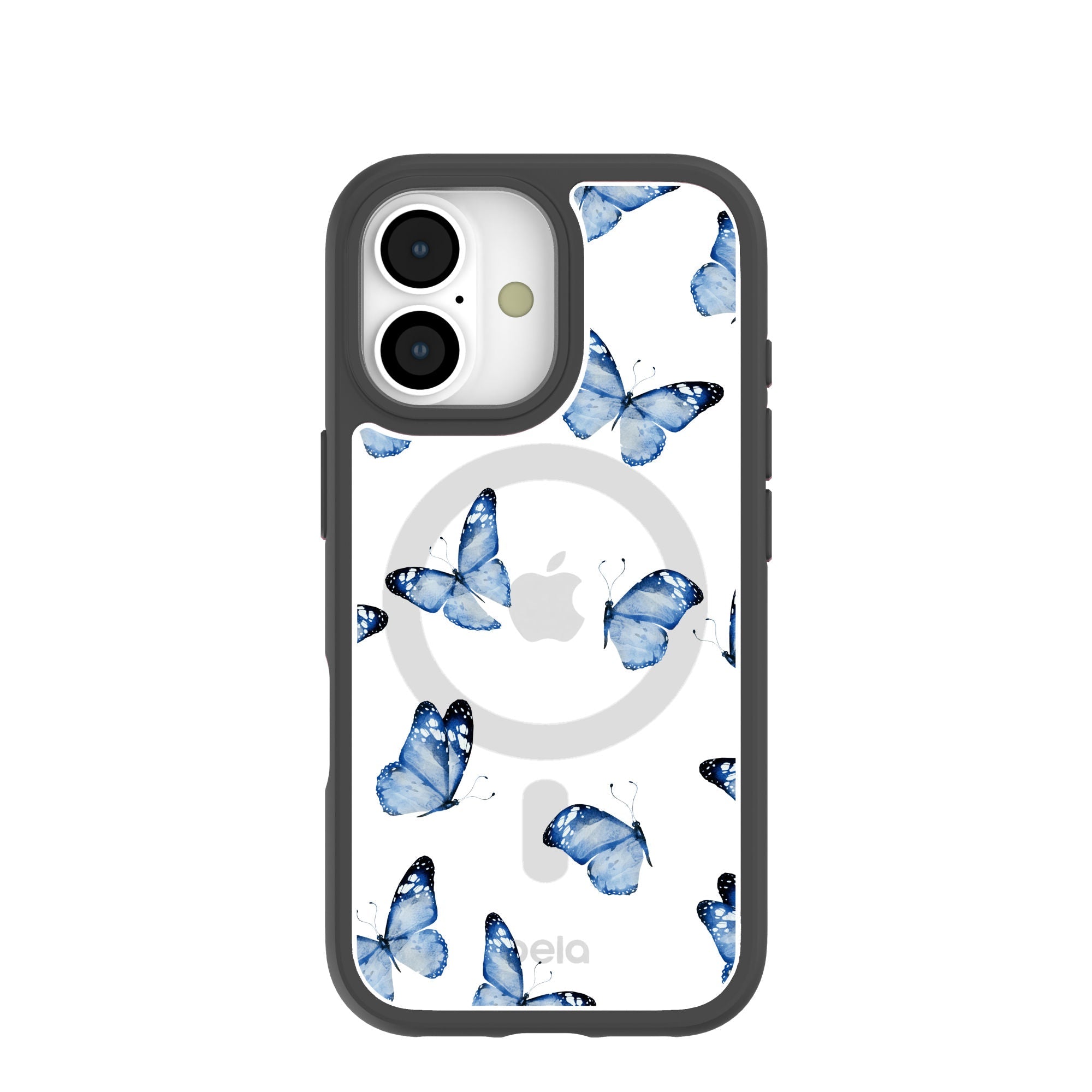 Clear Blue Butterflies iPhone 17 Case With Noir Ridge (MagSafe included) Refurbished - Pela Case refurbished available on Cerqular