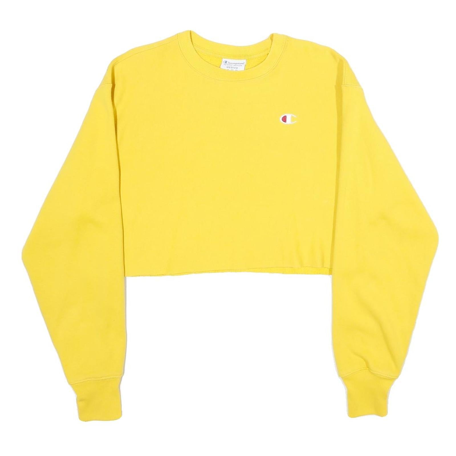 CHAMPION REVERSE WEAVE Womens Yellow Crew Neck M Cropped Sweatshirt Refurbished - N/A refurbished available on Cerqular