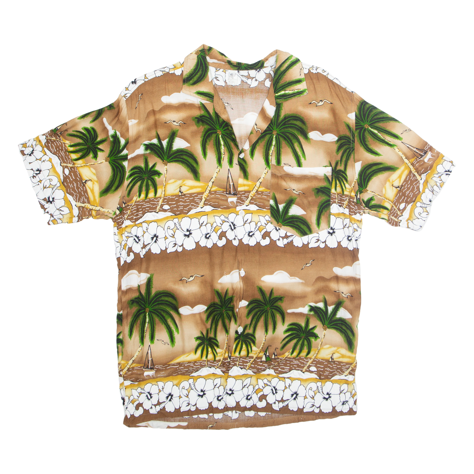 Mens Hawaiian Shirt Brown Floral M Refurbished - N/A refurbished available on Cerqular