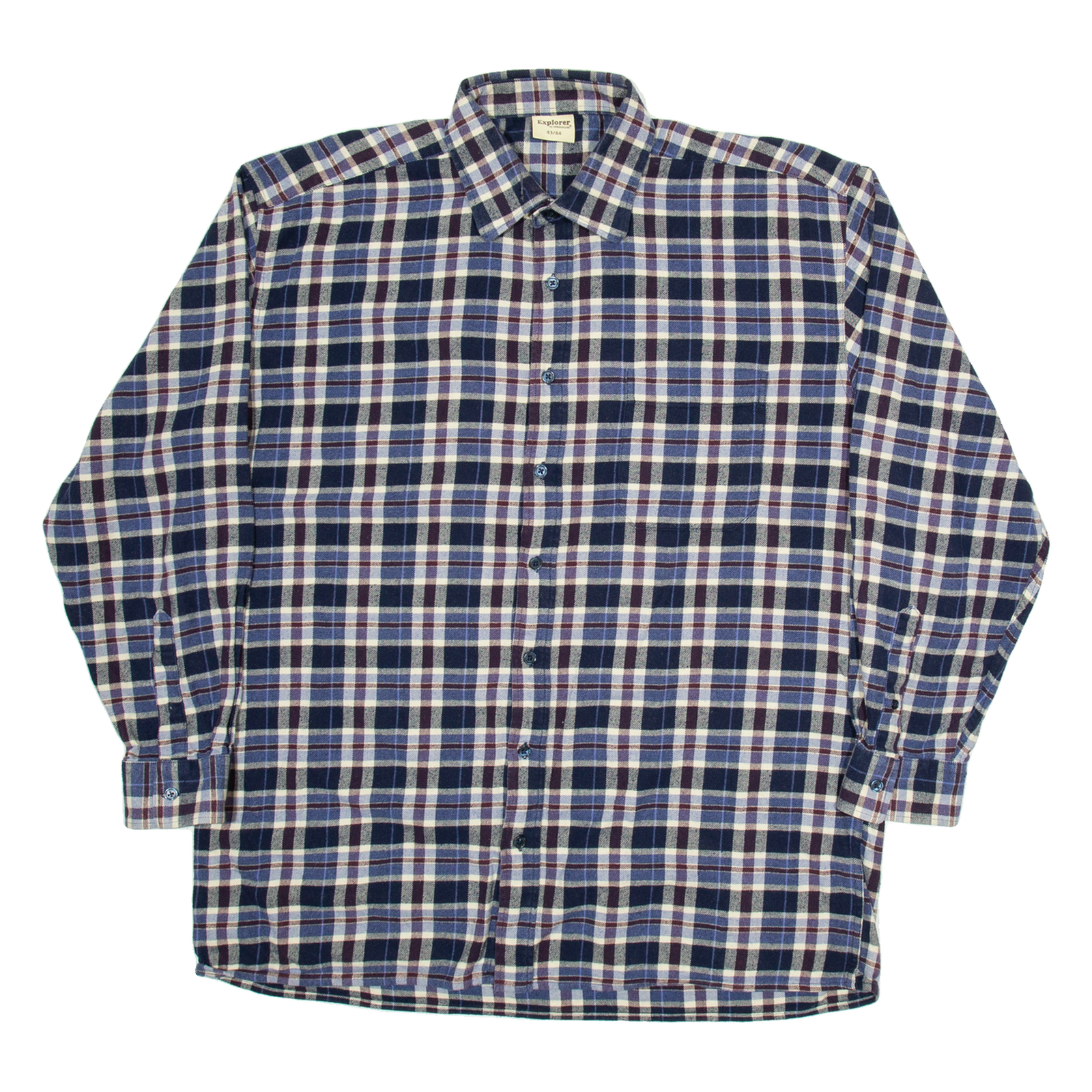 EXPLORER Mens Shirt Blue Check Long Sleeve L Refurbished - N/A refurbished available on Cerqular
