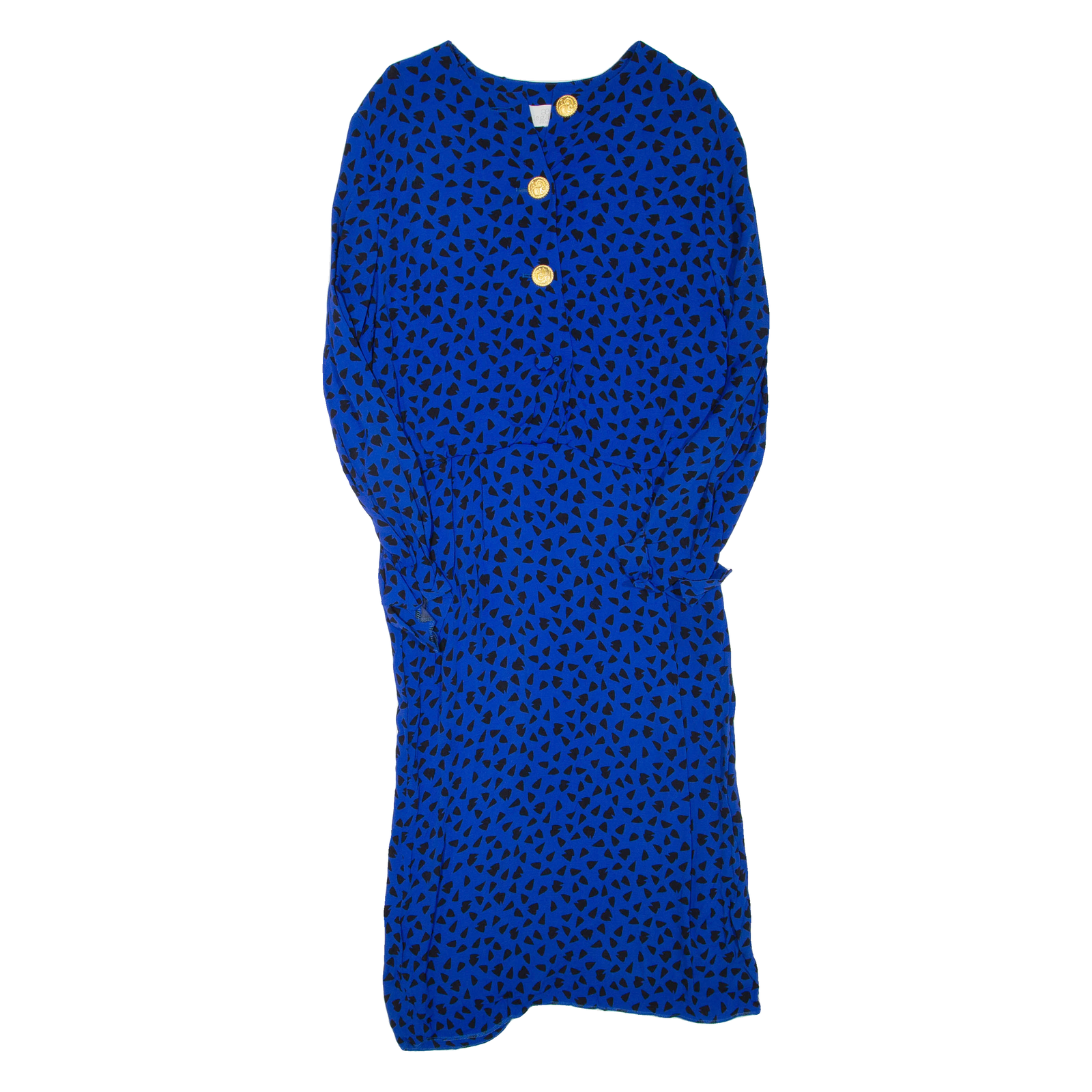 ELEGANCE Womens Day Dress Blue Spotted Long Sleeve Midi L Refurbished - N/A refurbished available on Cerqular