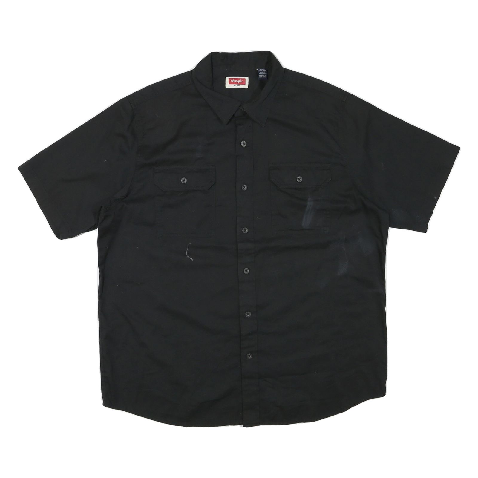 WRANGLER Mens Black Shirt L Cotton Blend Button Front Casual Workwear Refurbished - N/A refurbished available on Cerqular