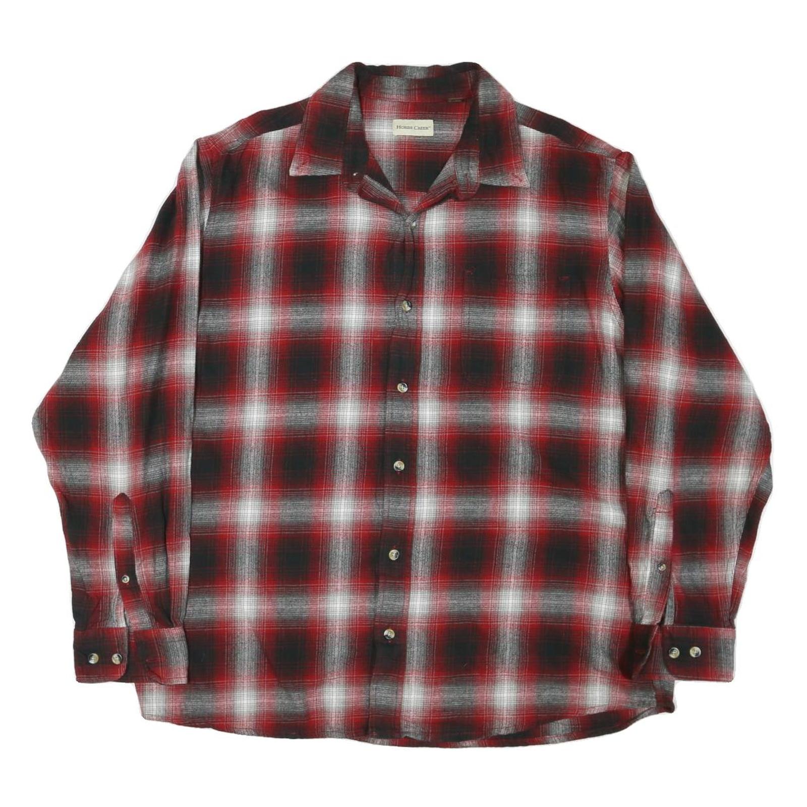 HOBBS CREAK Mens Red & Black Check Shirt XL Cotton Blend Long Sleeve Button Refurbished - N/A refurbished available on Cerqular