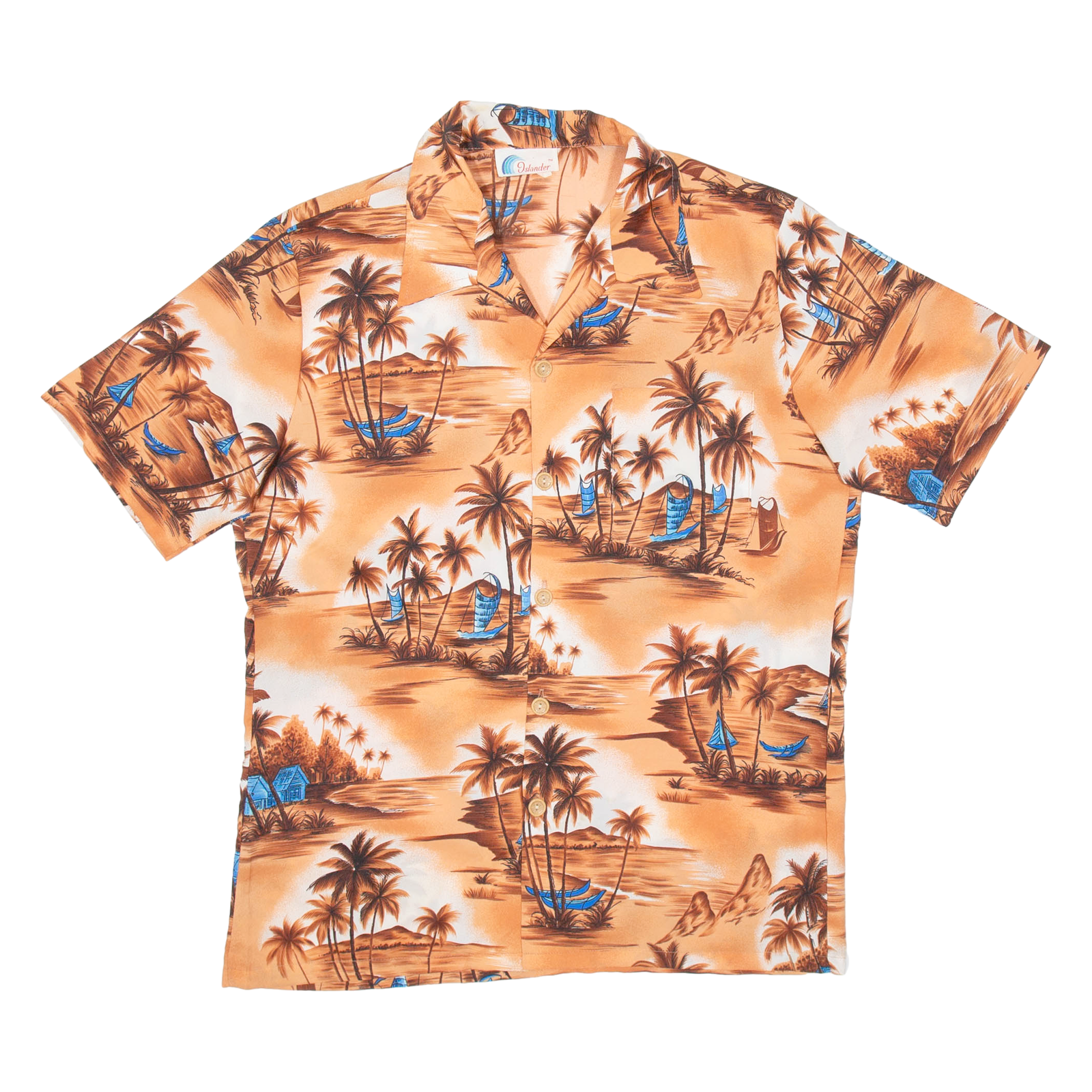 ISLANDER Palm Tree Mens Hawaiian Shirt Orange Crazy Pattern M Refurbished - N/A refurbished available on Cerqular