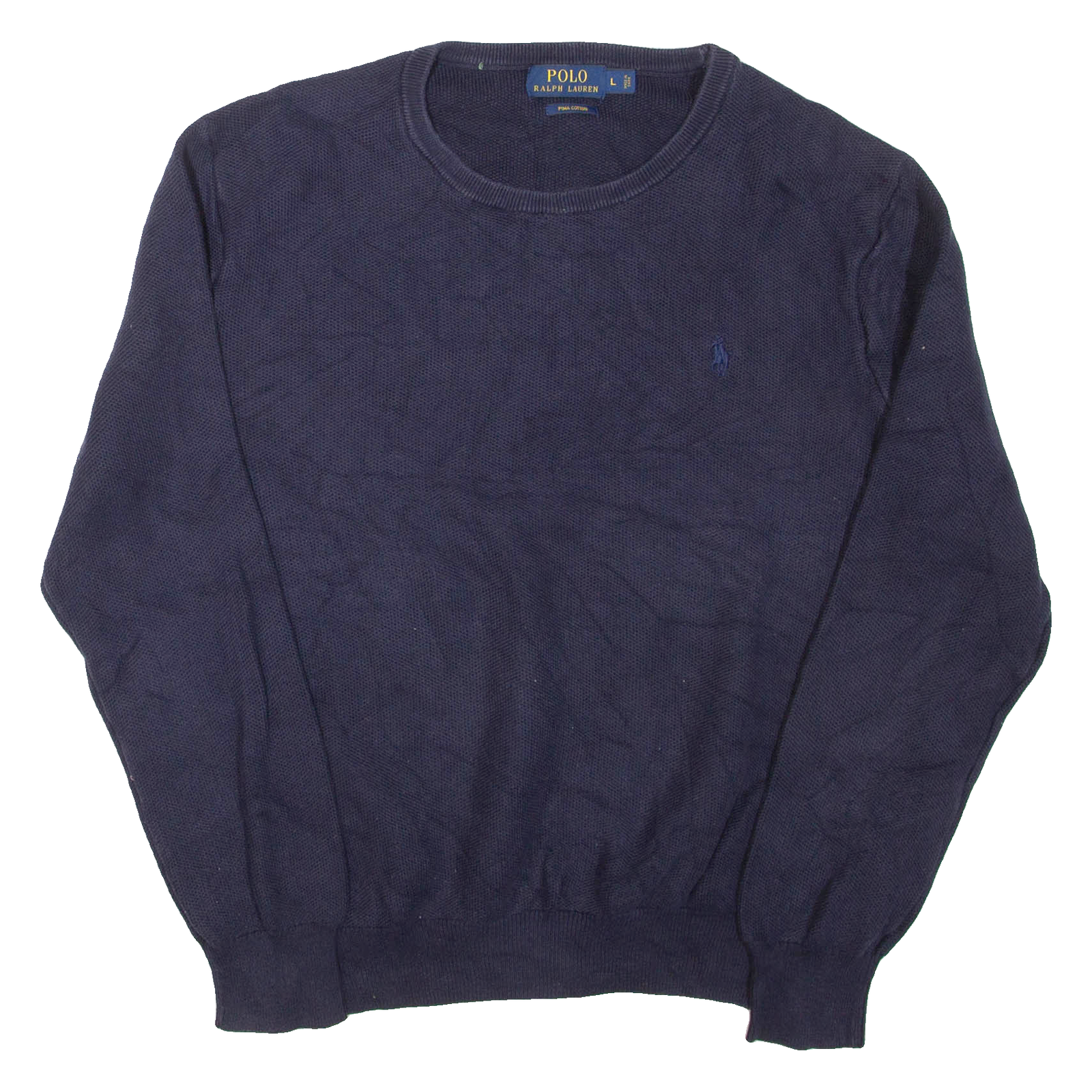 POLO RALPH LAUREN Womens Jumper Blue Tight Knit L Refurbished - N/A refurbished available on Cerqular