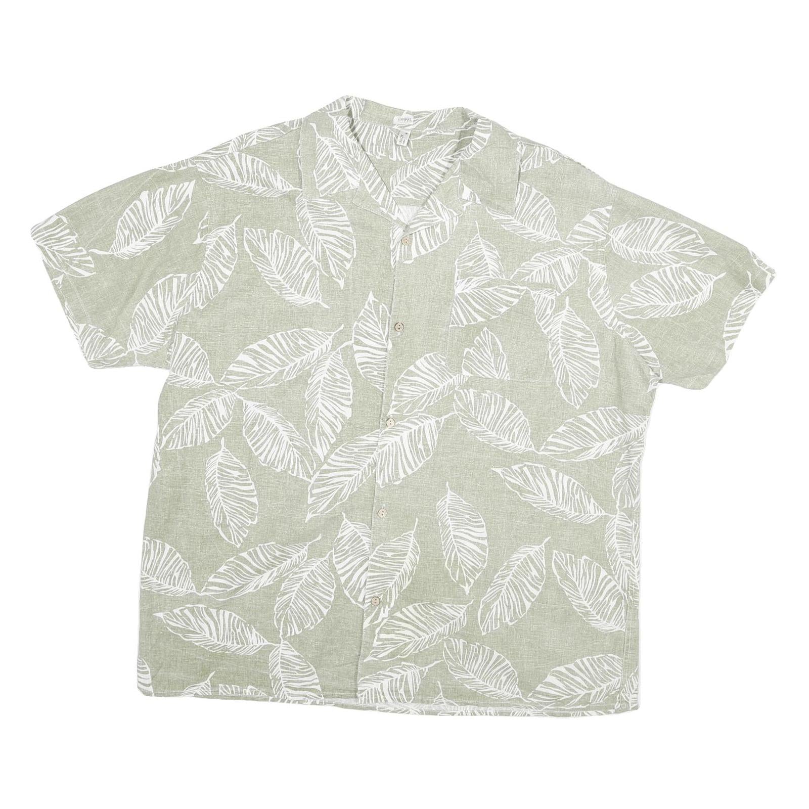 COOFANDY Mens Green & White Leaf Print Shirt XL Casual Summer Short Sleeve Refurbished - N/A refurbished available on Cerqular