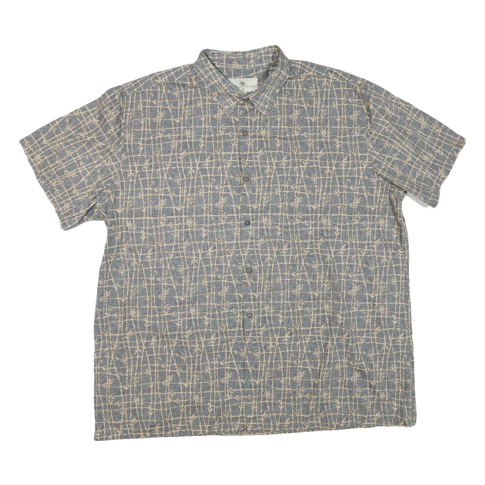 ISLAND SHORES Mens Blue & Beige Pattern Cotton Blend Shirt 2XL Casual Summer Refurbished - N/A refurbished available on Cerqular