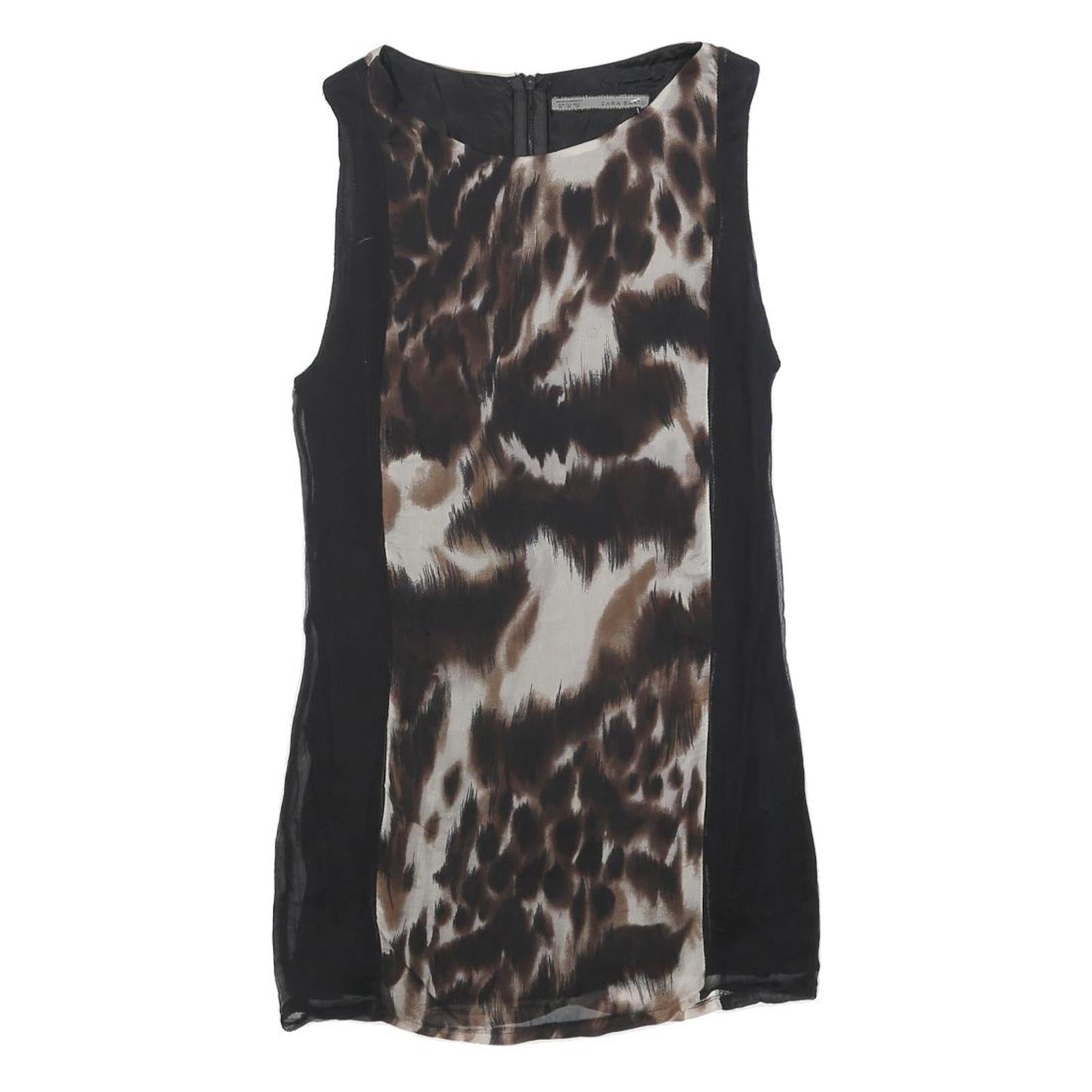 ZARA Womens Black & Brown Animal Print Sleeveless Shift Dress Size M Elegant Refurbished - N/A refurbished available on Cerqular