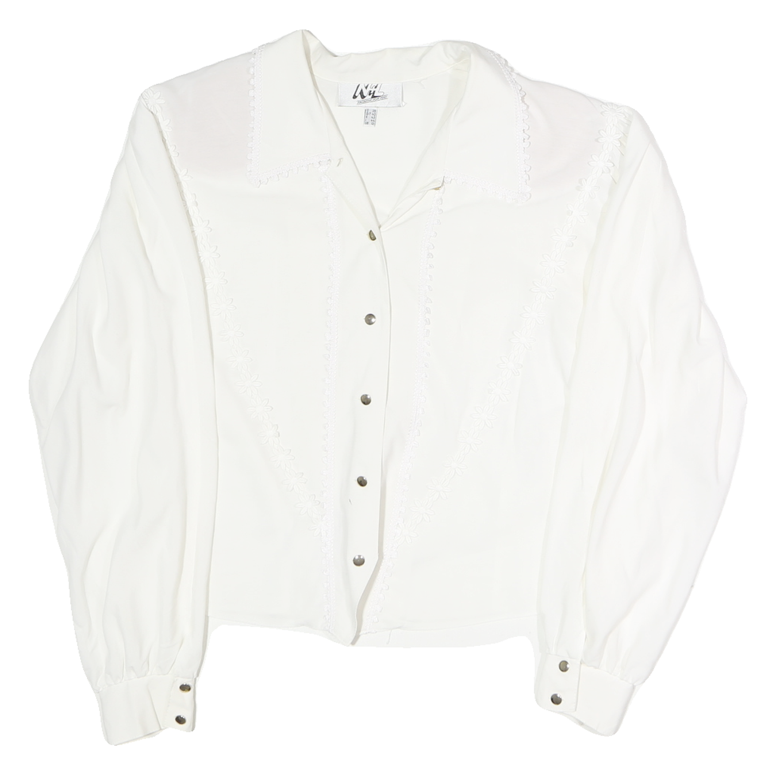 N+L Womens White Blouse Long Sleeve Collared Plain UK 12 Elegant Buttoned Refurbished - N/A refurbished available on Cerqular