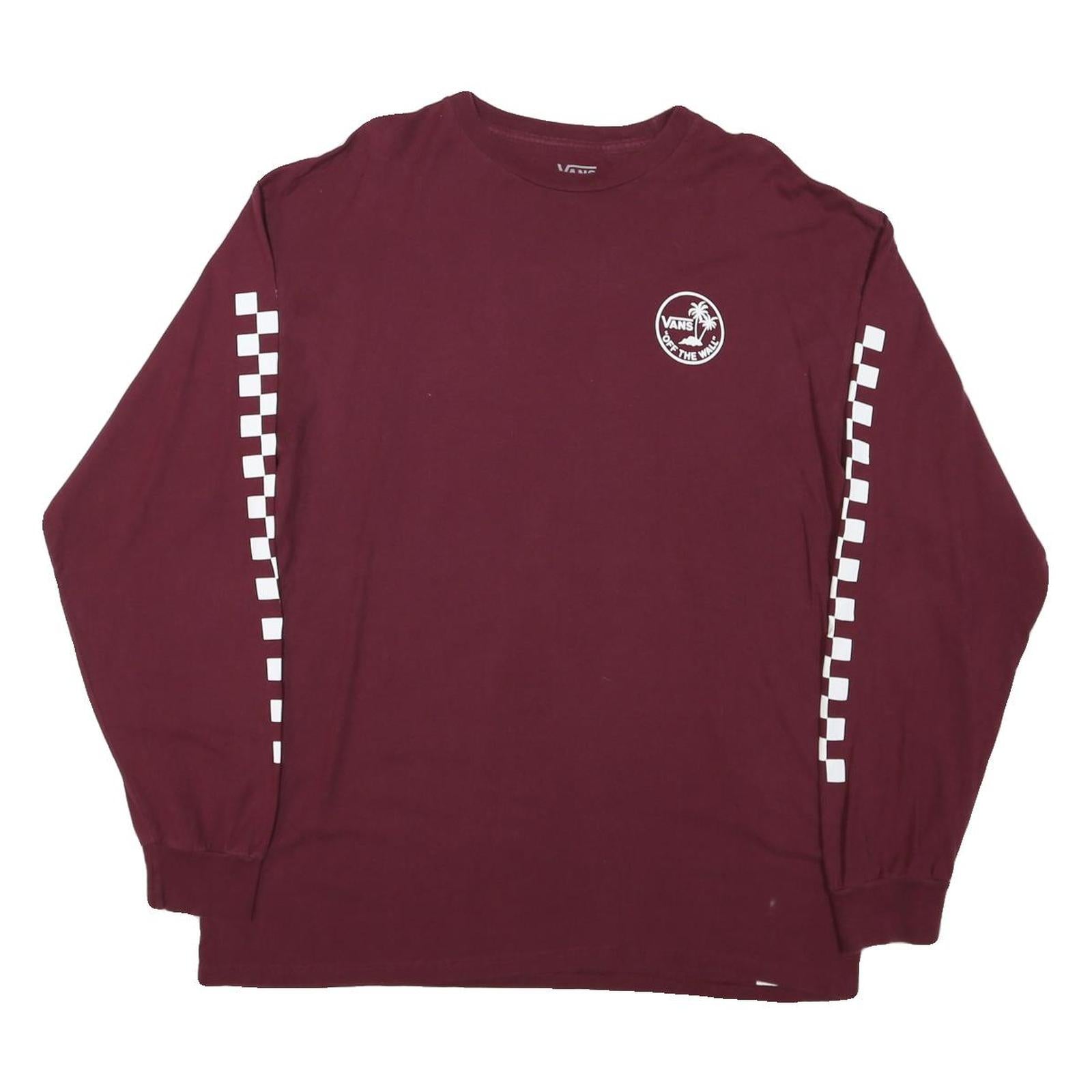 VANS Mens Maroon Long Sleeve Crew Neck Graphic T-Shirt L Cotton Blend Casual Refurbished - N/A refurbished available on Cerqular