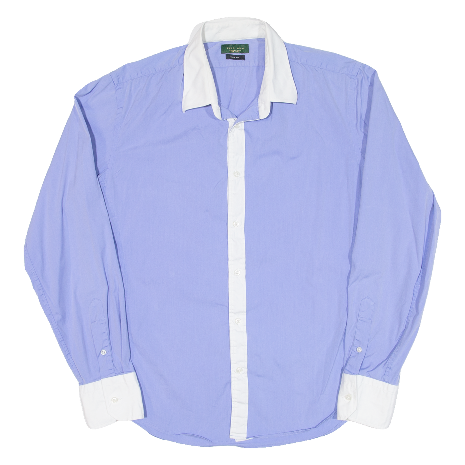 ZARA MEN Slim Fit Mens Plain Shirt Blue Long Sleeve L Refurbished - N/A refurbished available on Cerqular