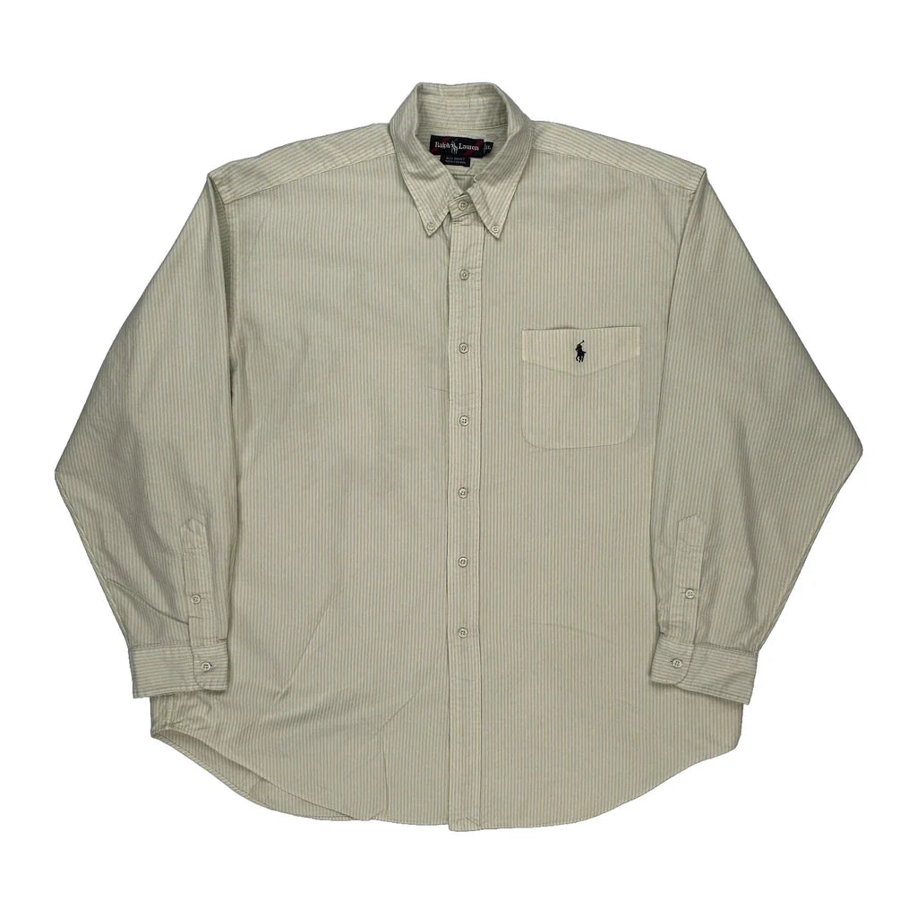 Ralph Lauren Striped Shirt - XL White Cotton Refurbished - Thrifted (note: this is a term often used to describe second- refurbished available on Cerqular