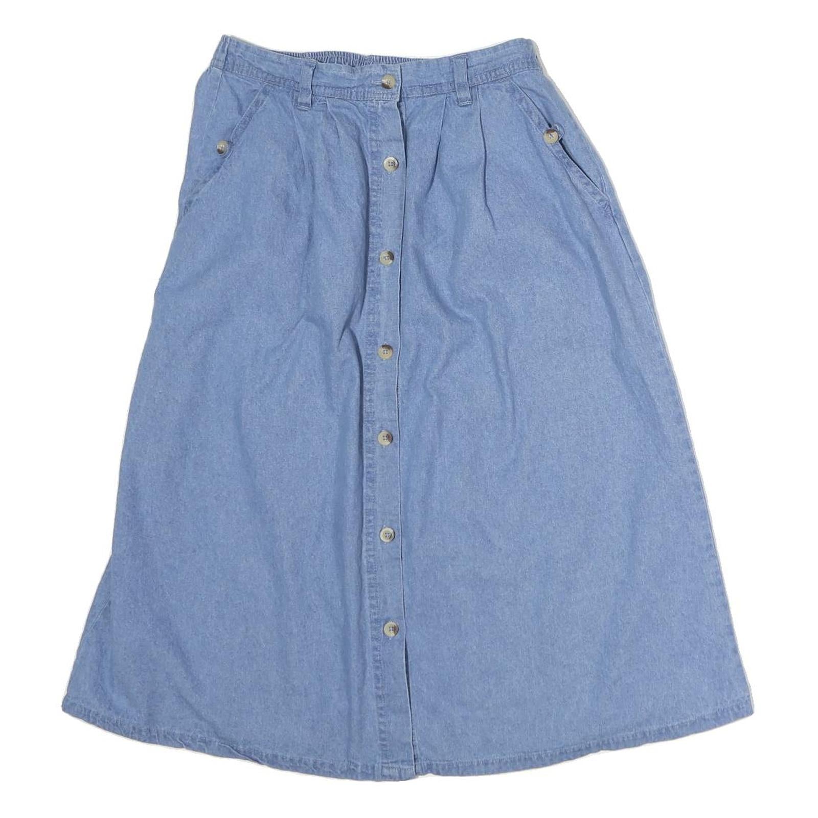 ANTHONY RICHARDS Womens Blue Cotton Blend Button Front Midi Denim Skirt M Casual Refurbished - N/A refurbished available on Cerqular