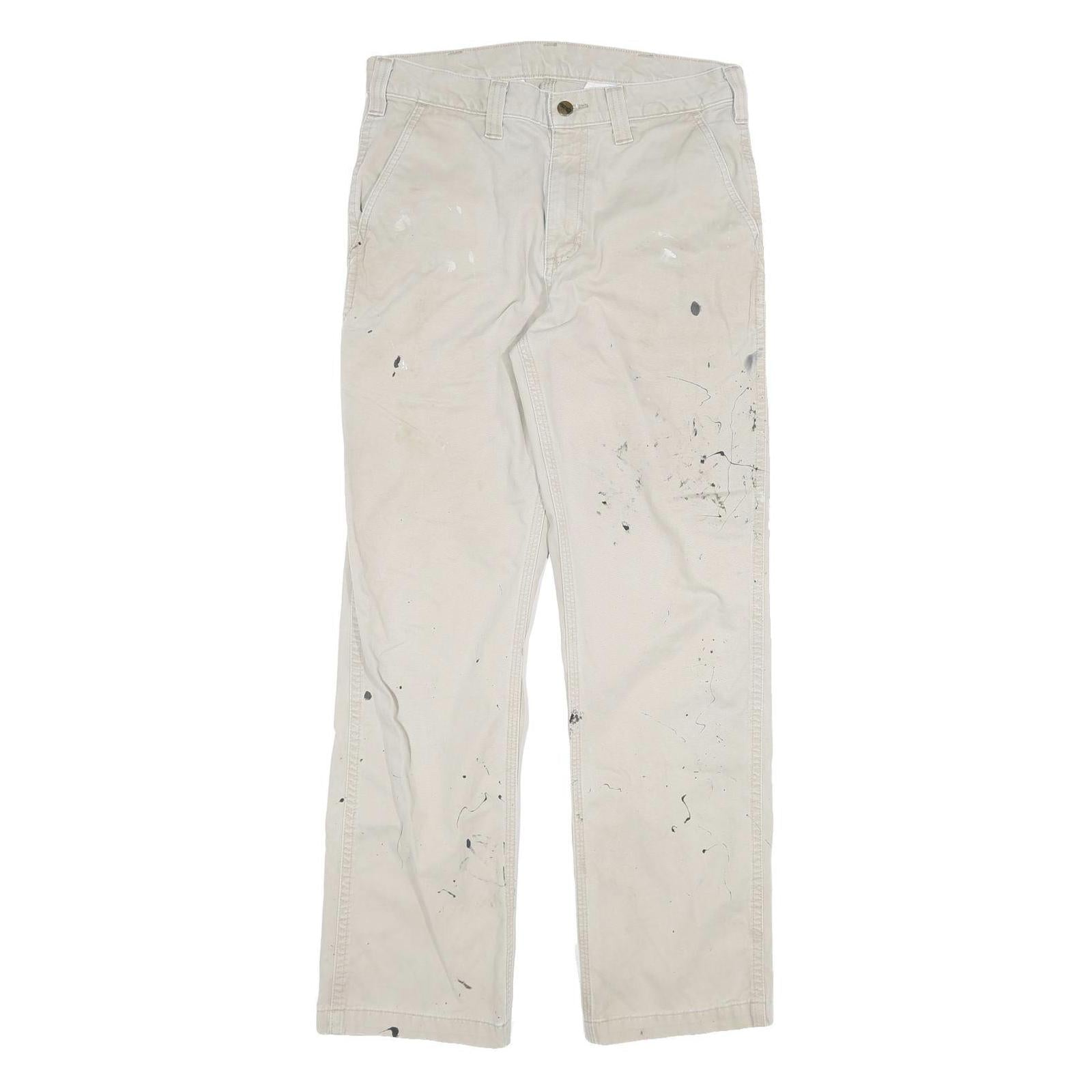 CARHARTT Mens Cotton Blend White Regular Straight Trousers W32 L31 Workwear Refurbished - N/A refurbished available on Cerqular