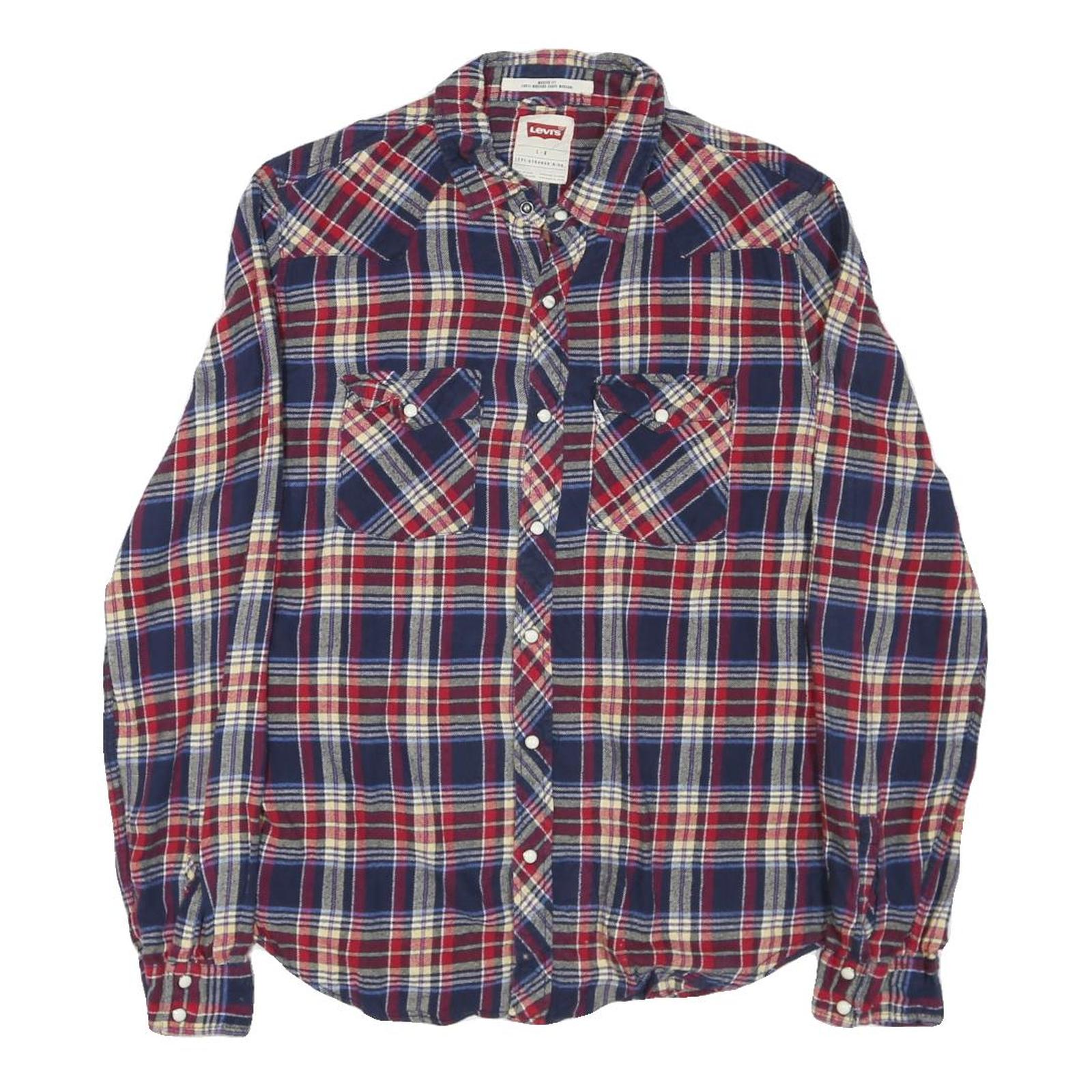 Buy LEVI'S Mens Blue & Red Plaid Shirt L Cotton Blend Button Front Casual Refurbished - $38.99 LEVI'S Mens Blue & Red Plaid Shirt L Cotton Blend Button Front Casual Refurbished - N/A refurbished available on Cerqular