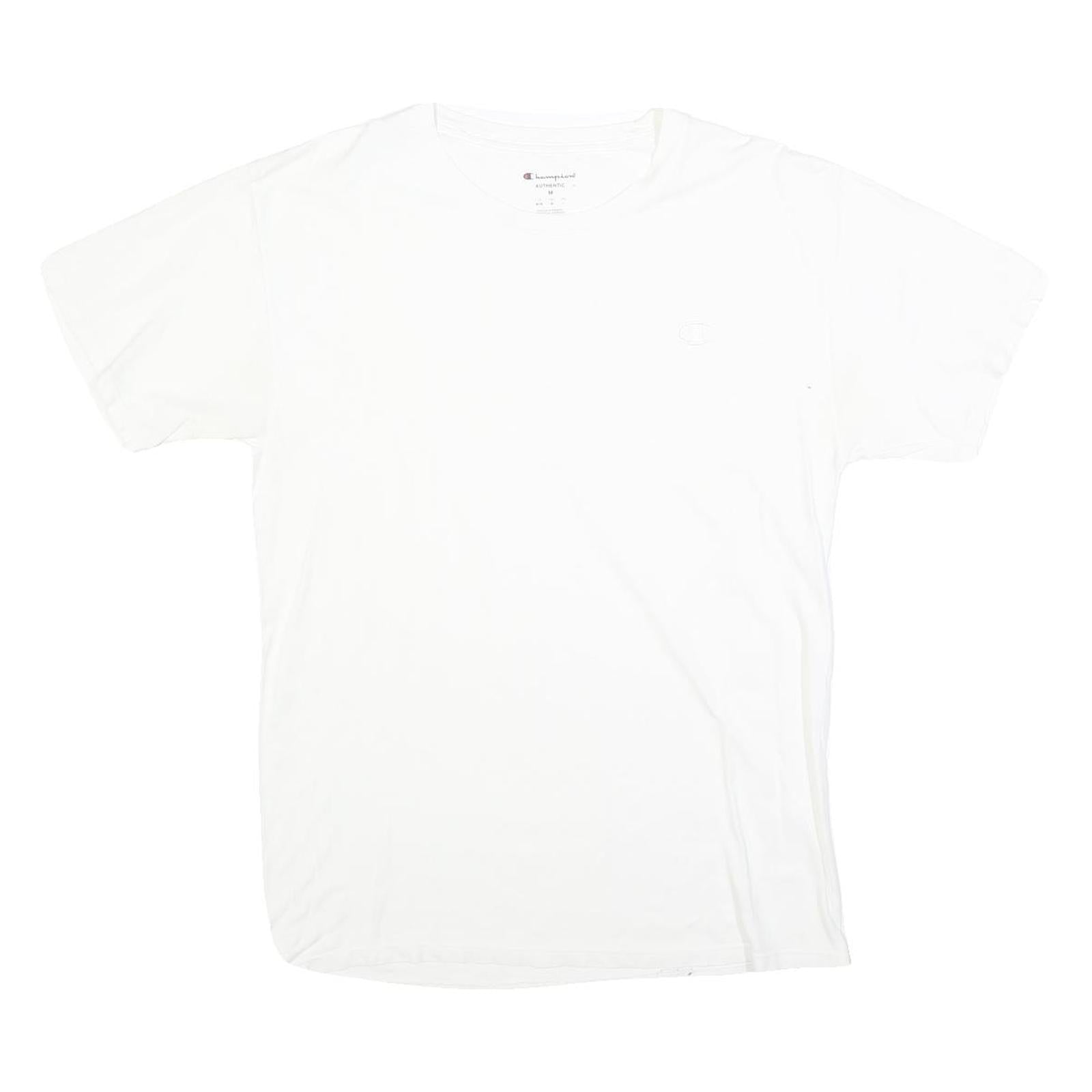 CHAMPION Mens White Classic Logo T-Shirt M Short Sleeve Crew Neck Cotton Blend Refurbished - N/A refurbished available on Cerqular