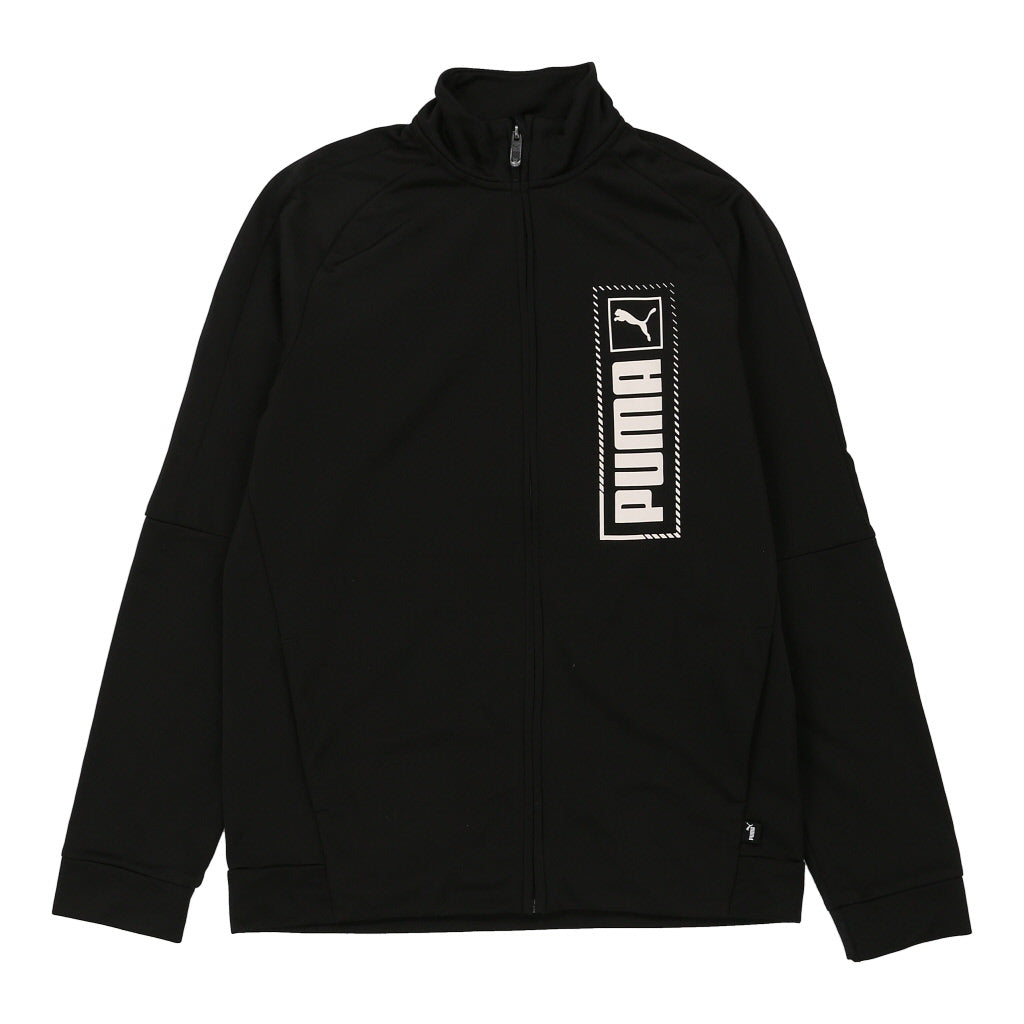 Age 15-16 Puma Spellout Track Jacket - XL Black Polyester Refurbished - Thrifted (note: this is a term often used to describe second- refurbished available on Cerqular
