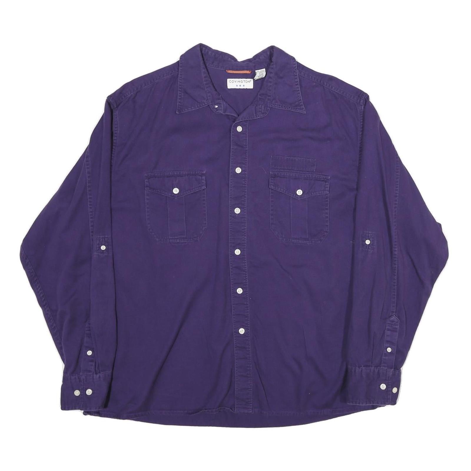 CONVINGTON Mens Purple Regular Fit Long Sleeve Cotton Shirt M Button Front Refurbished - N/A refurbished available on Cerqular