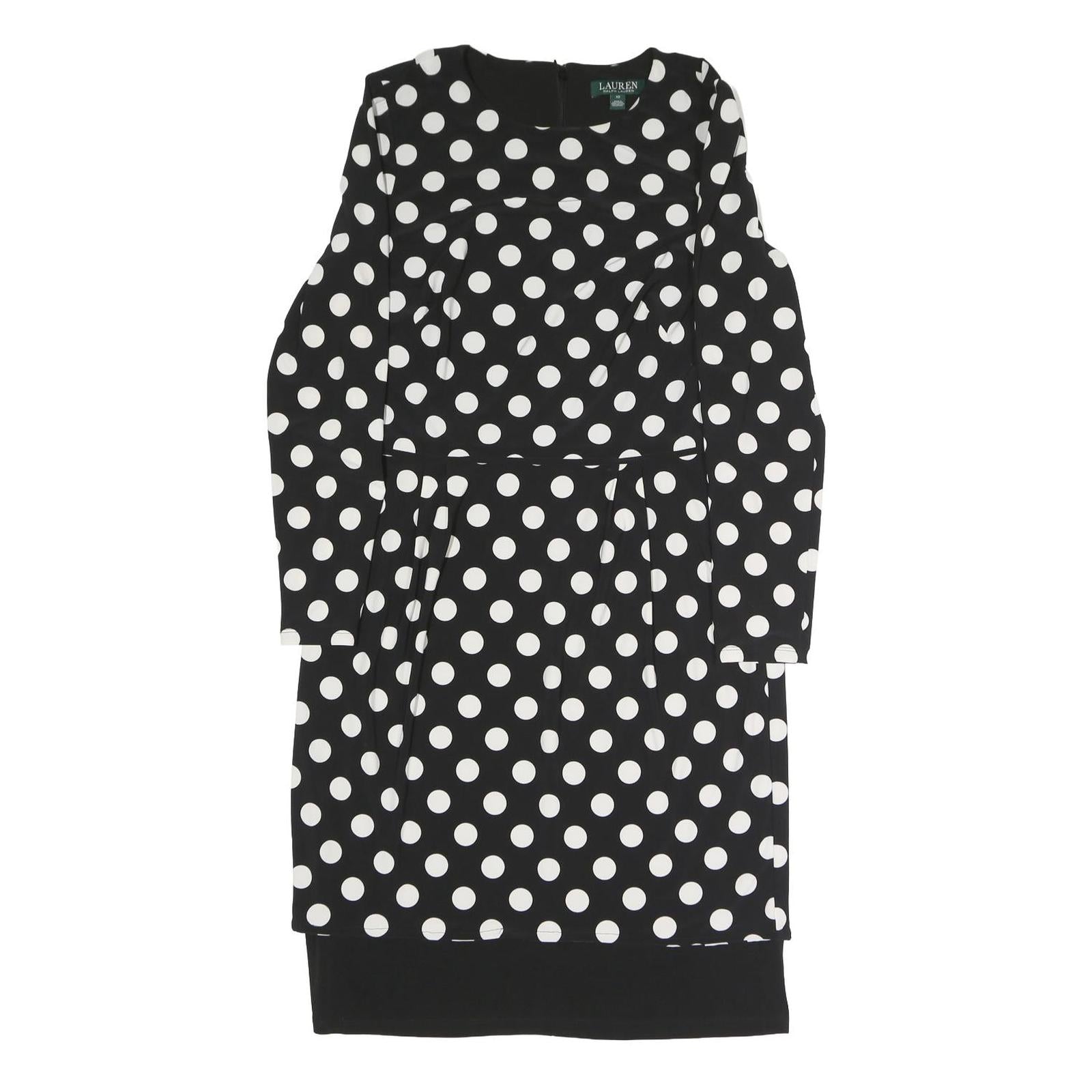 LAUREN RALPH LAUREN Womens Black & White Polka Dot Day Dress Polyester Long Refurbished - N/A refurbished available on Cerqular
