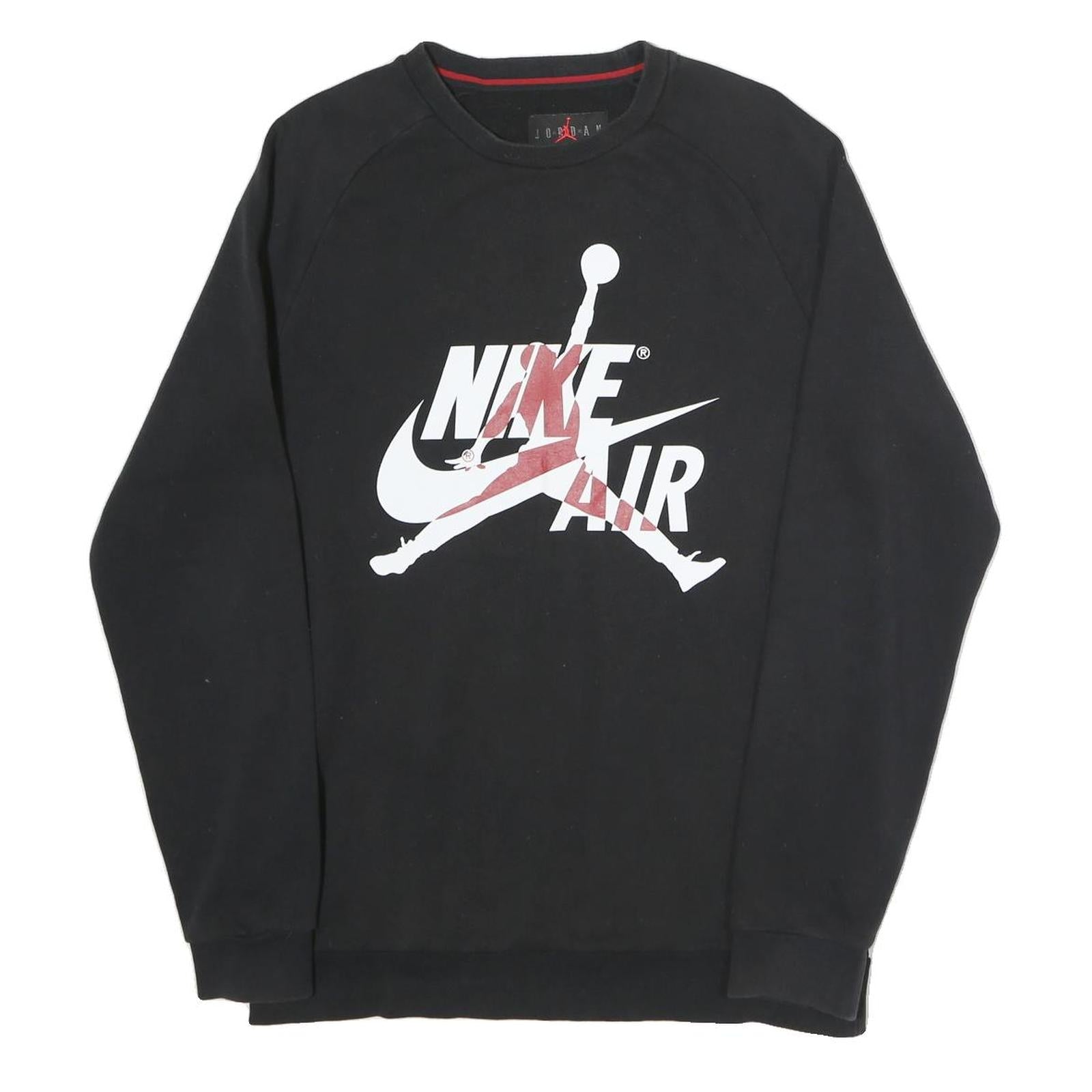 AIR JORDAN Mens Black Nike Air Crew Neck M Cotton Sweatshirt Pullover Refurbished - N/A refurbished available on Cerqular