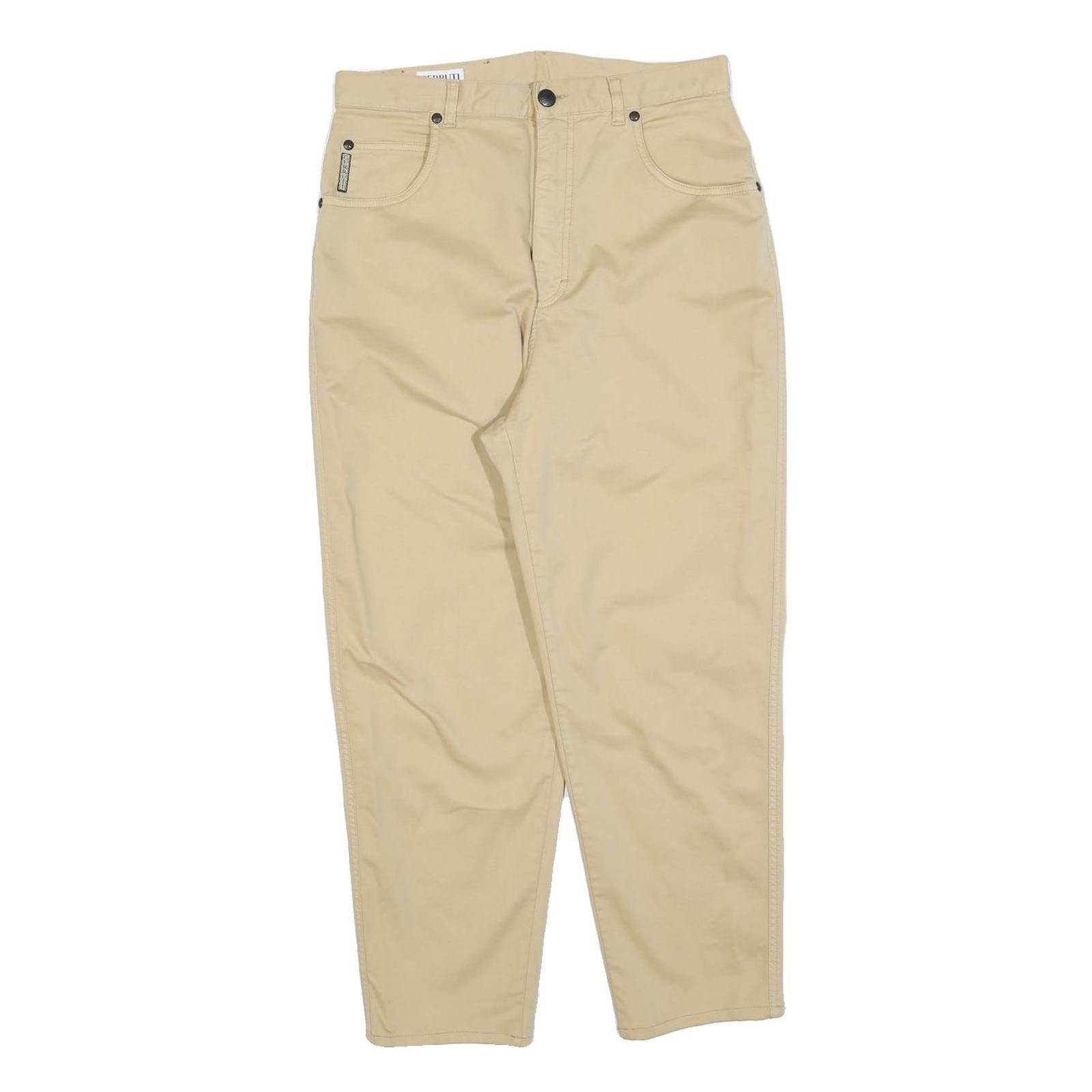 CERRUTI Womens Cotton Blend Beige Regular Fit Straight Leg Trousers W30 L26 Refurbished - N/A refurbished available on Cerqular