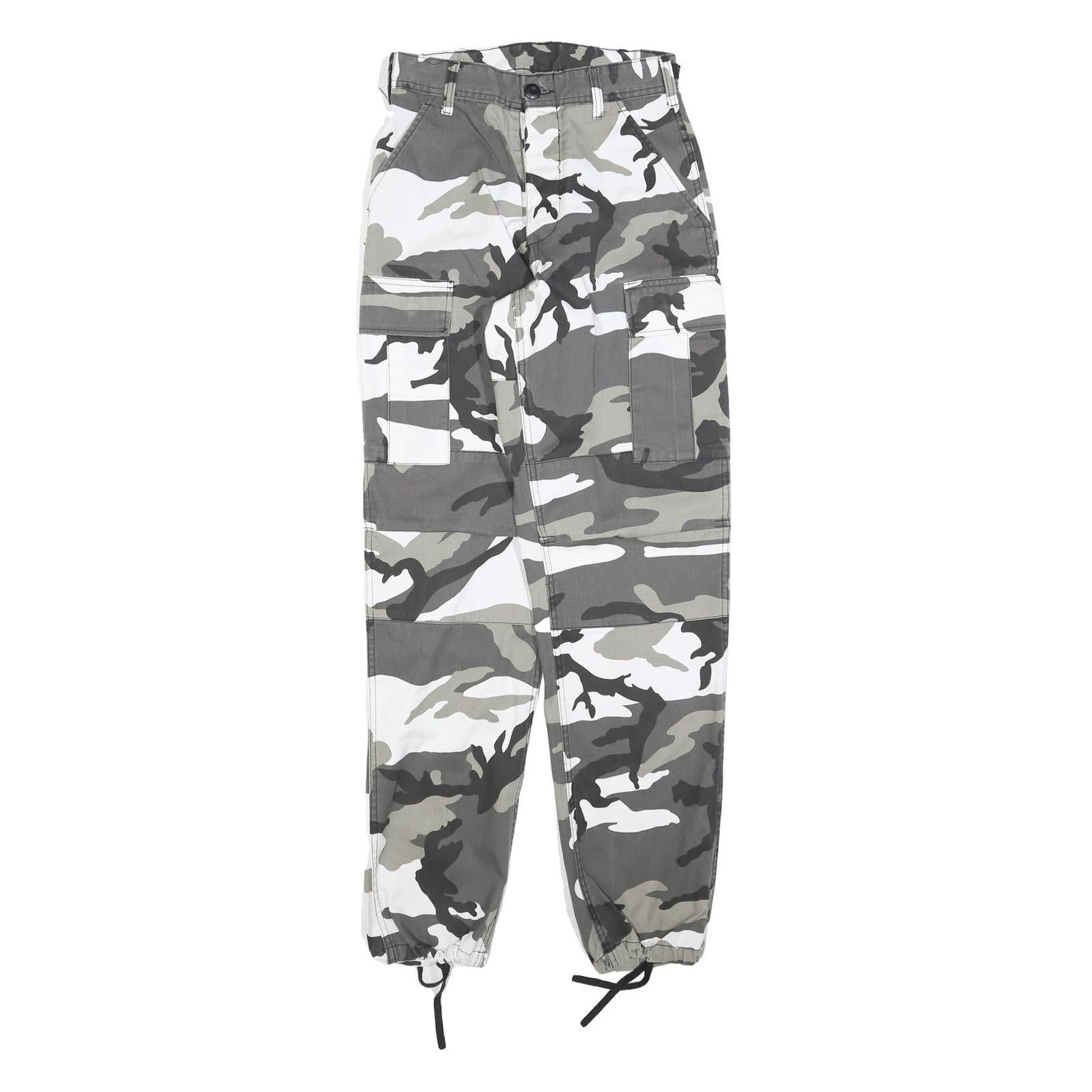 Womens Grey & White Camo Regular Fit Cargo Cotton Blend Trousers W26 L32 Refurbished - N/A refurbished available on Cerqular