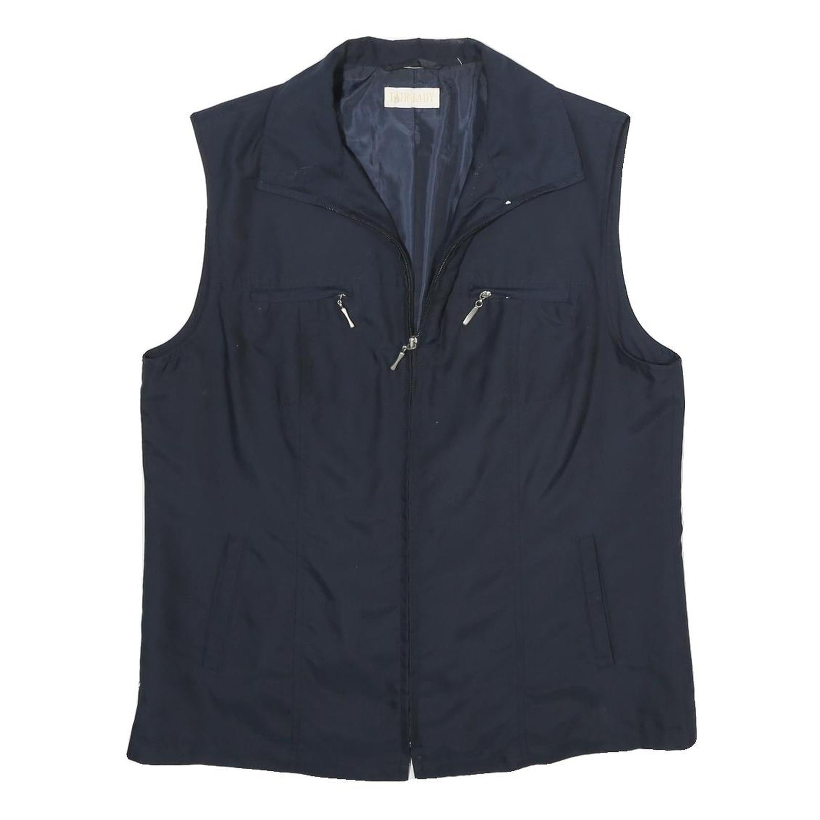 FAIR LADY Womens Navy Blue Jacket L Woven Zip Plain Comfortable Classic Refurbished - N/A refurbished available on Cerqular