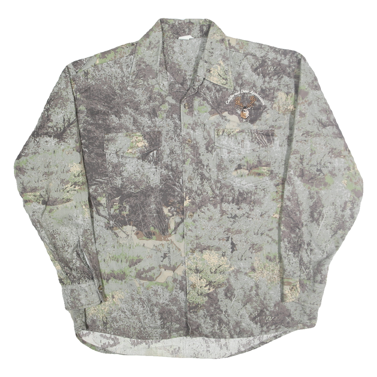 Mens Green Camouflage Cotton Blend Shirt L California Deer Association Outdoor Refurbished - N/A refurbished available on Cerqular