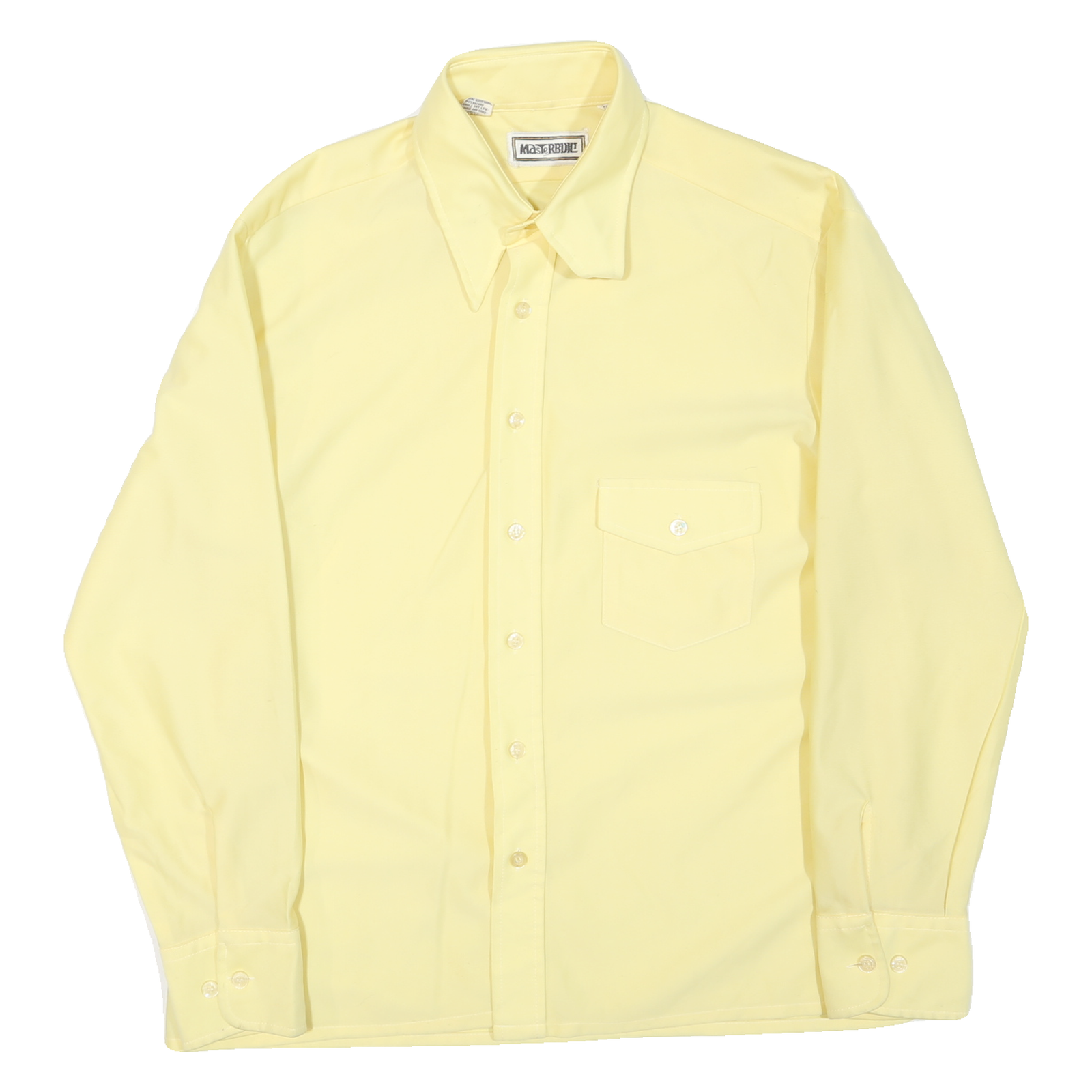 Mens Yellow Plain Shirt XL Polyester Blend Long Sleeve Button Closure Classic Refurbished - N/A refurbished available on Cerqular