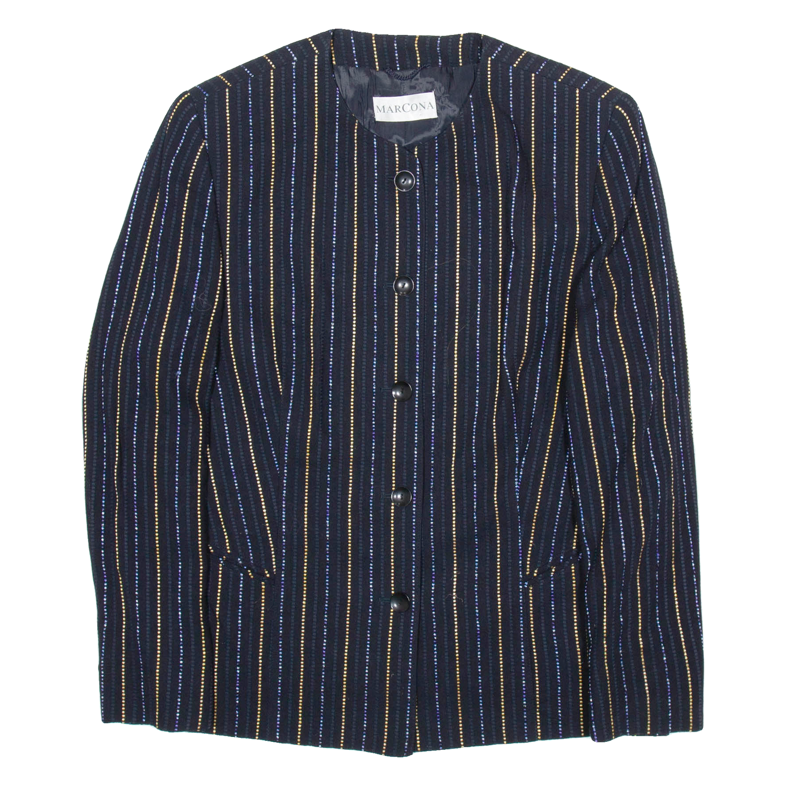 MARCONA Womens Blazer Jacket Blue Wool Striped UK 16 Refurbished - N/A refurbished available on Cerqular