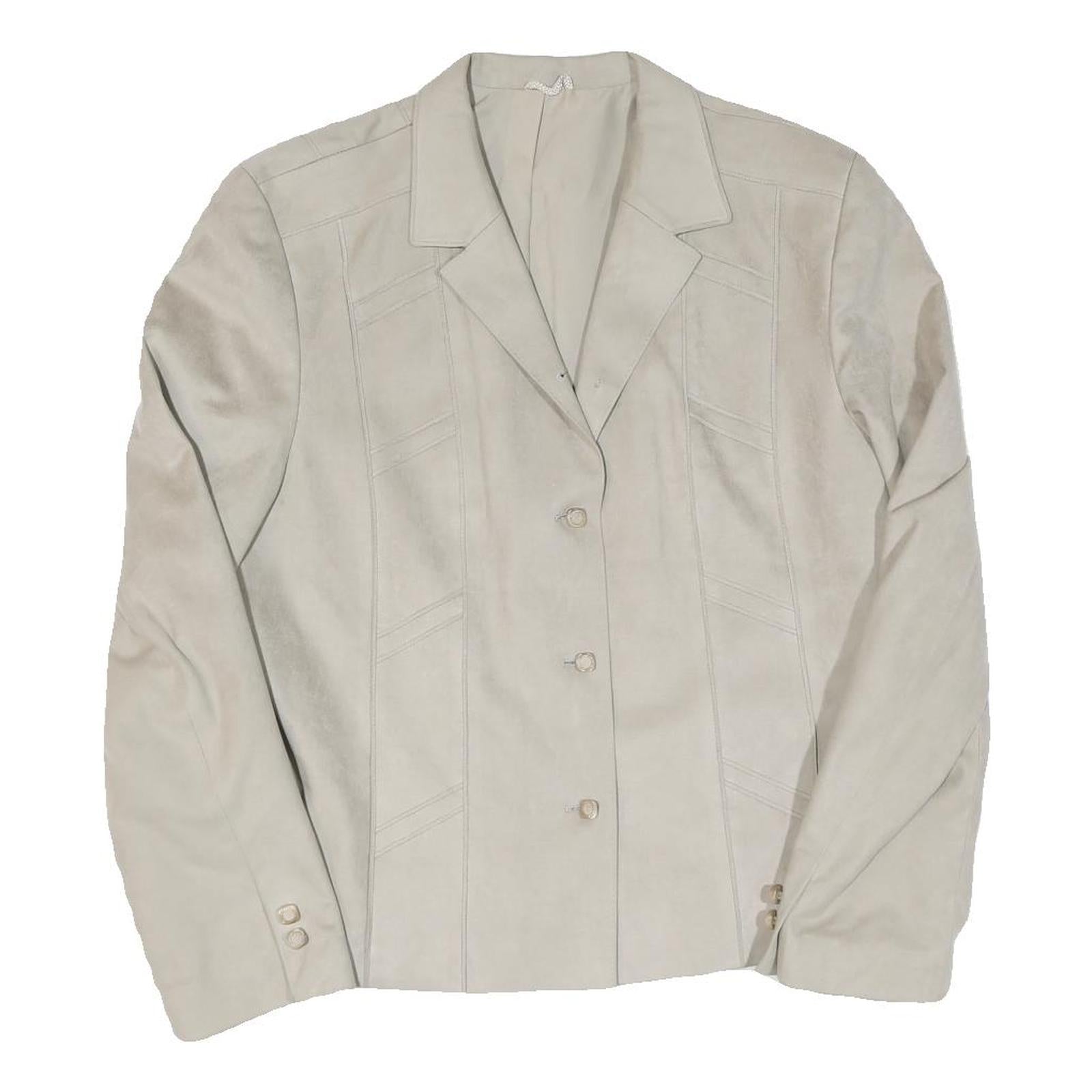 GLORE VALCANA Womens Cream Button Jacket M Polyester Blend Plain Stylish Comfort Refurbished - N/A refurbished available on Cerqular