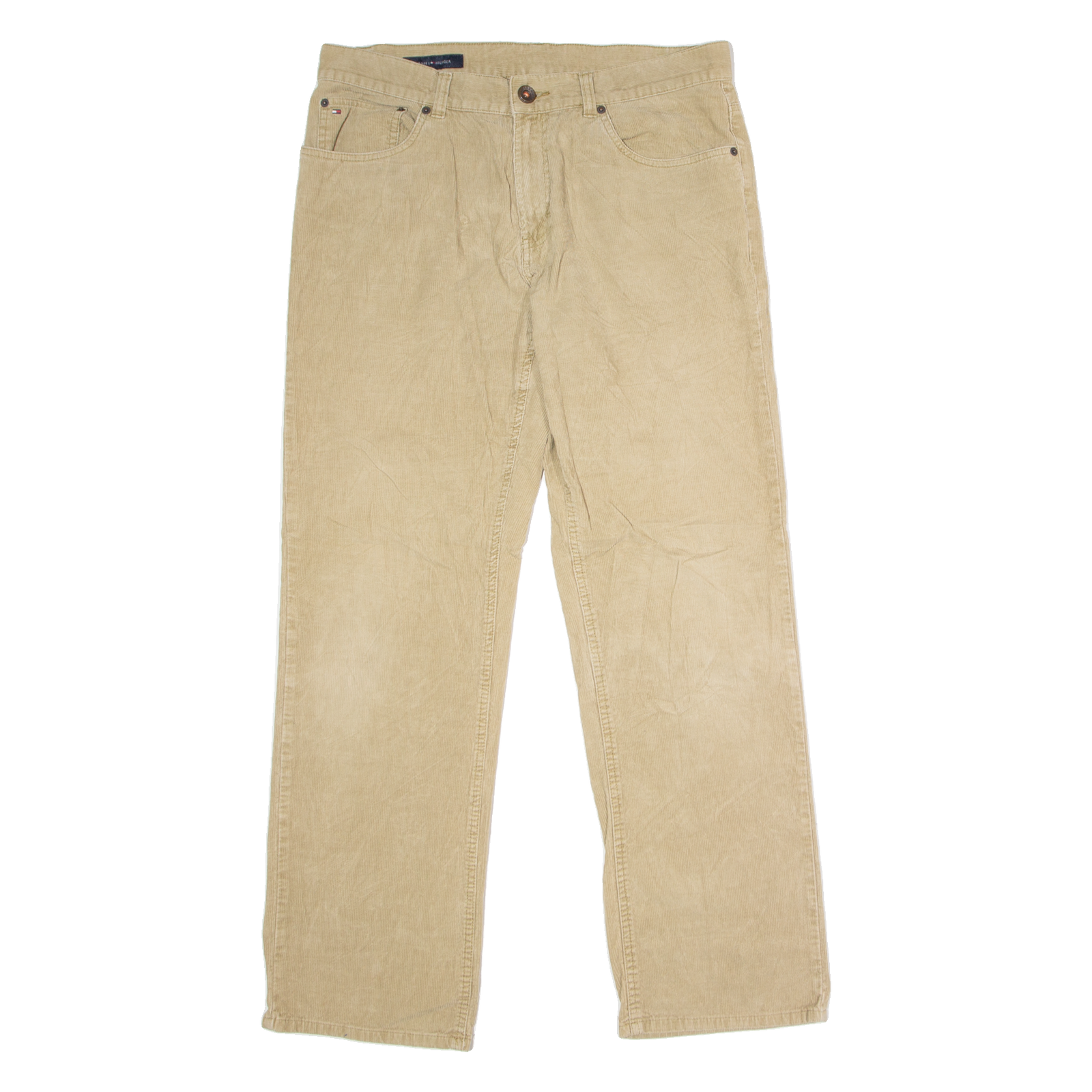 TOMMY HILFIGER Mens Corduroy Trousers Beige Regular Straight W33 L32 Refurbished - N/A refurbished available on Cerqular