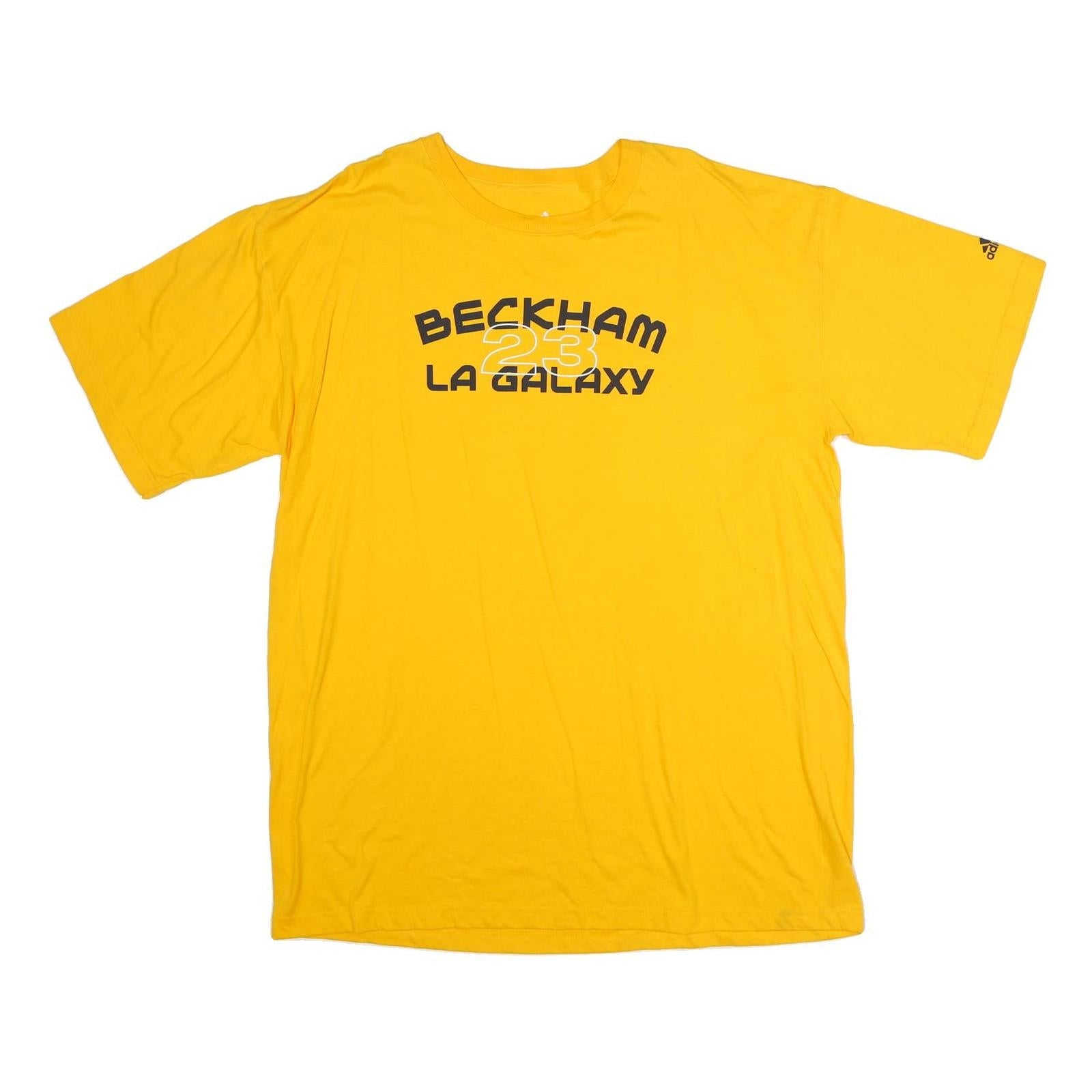 ADIDAS Mens Yellow Beckham 23 LA Galaxy Graphic T-Shirt XL Short Sleeve Crew Refurbished - N/A refurbished available on Cerqular