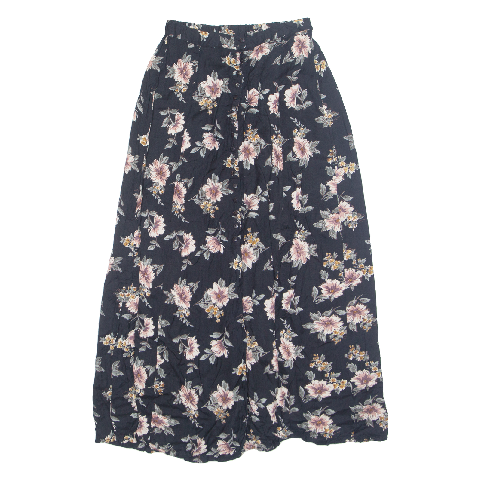 AT LAST & CO Button Down Womens A-Line Skirt Black Midi Floral M Refurbished - N/A refurbished available on Cerqular