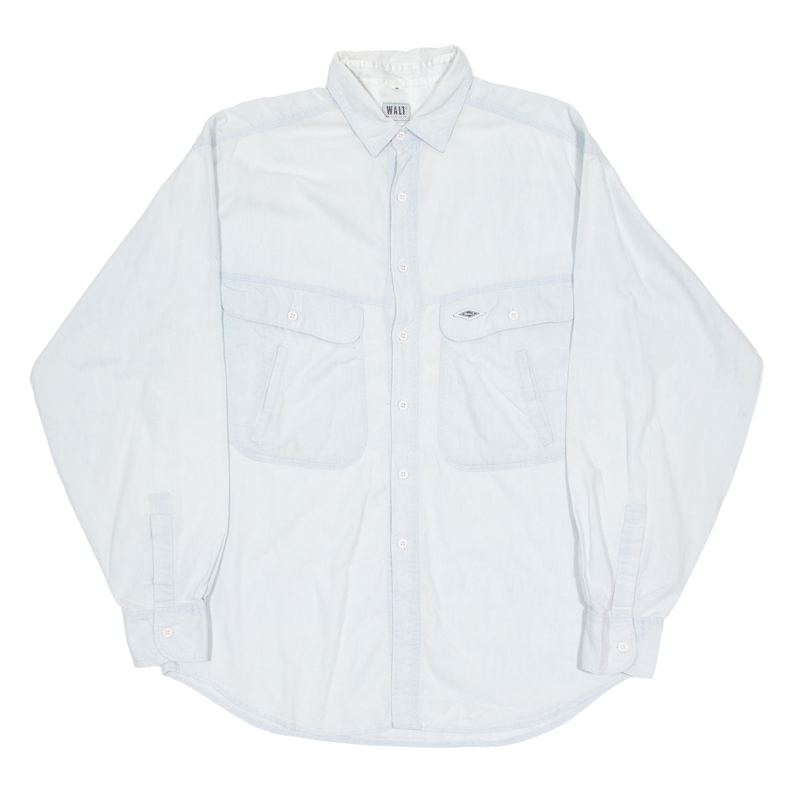 WALT Mens Plain Shirt Blue Long Sleeve M Refurbished - N/A refurbished available on Cerqular