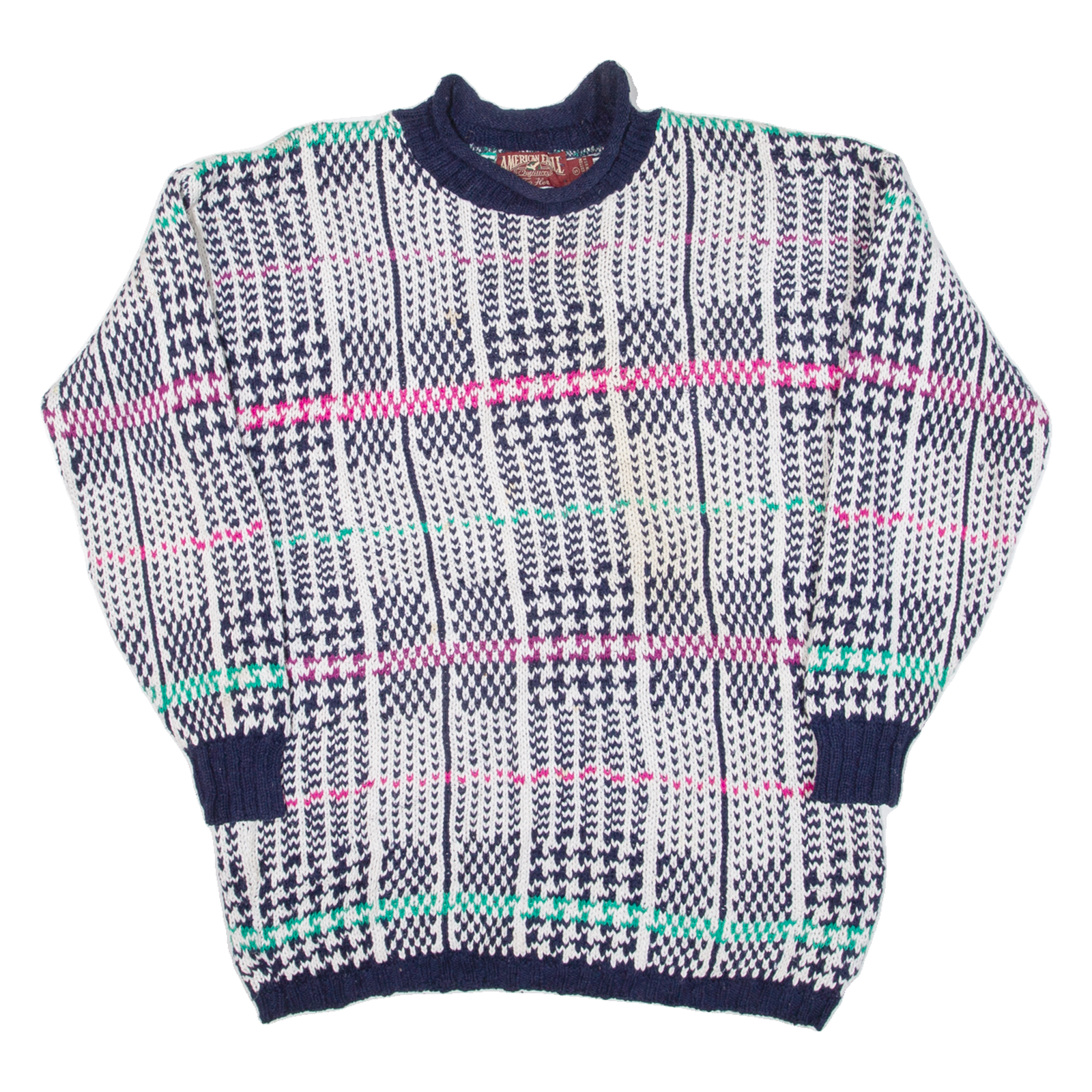 AMERICAN EAGLE Womens Patterned Jumper White Crazy Pattern 90s S Refurbished - N/A refurbished available on Cerqular