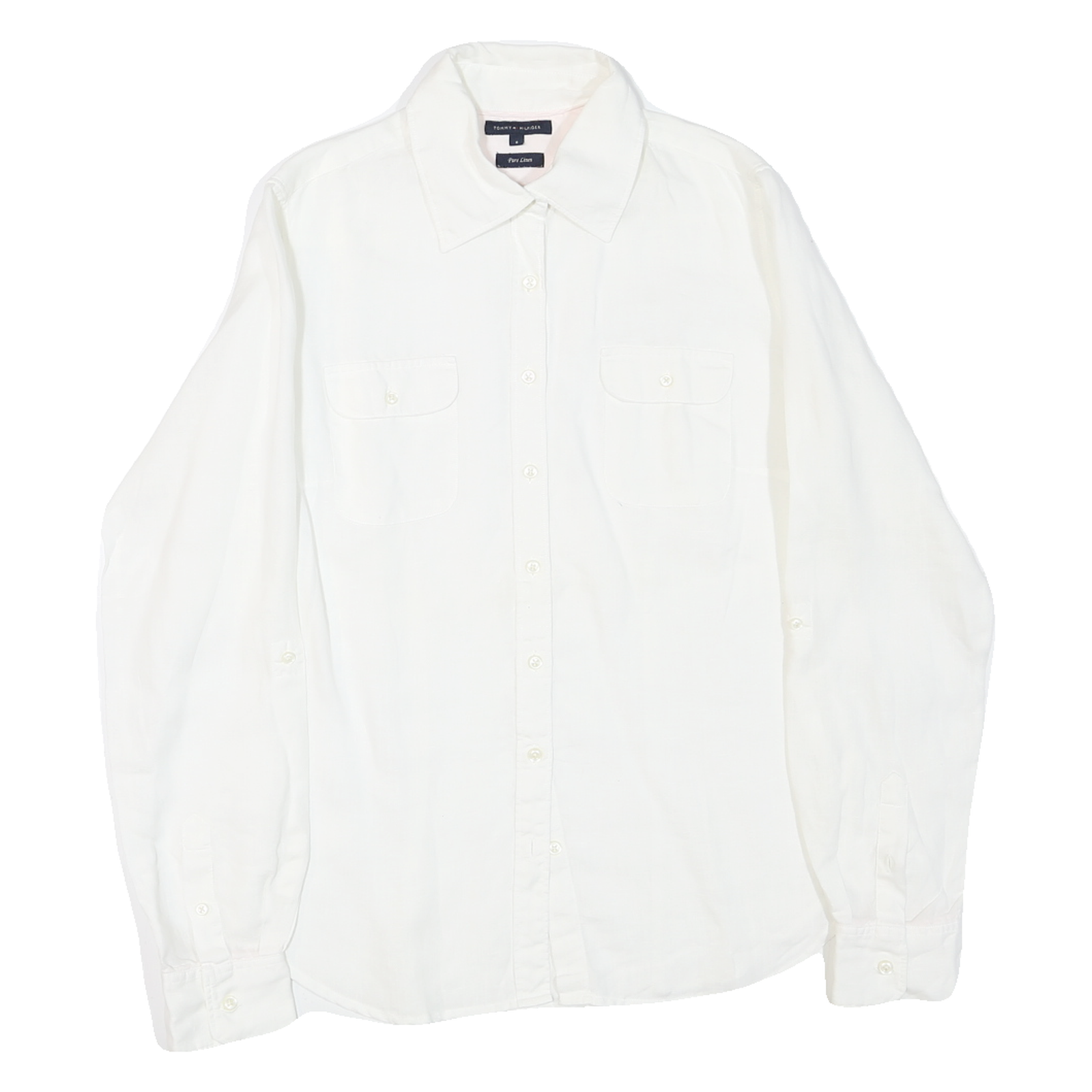 TOMMY HILFIGER Womens White Cotton Blend Shirt M Classic Button-Down Long Sleeve Refurbished - N/A refurbished available on Cerqular