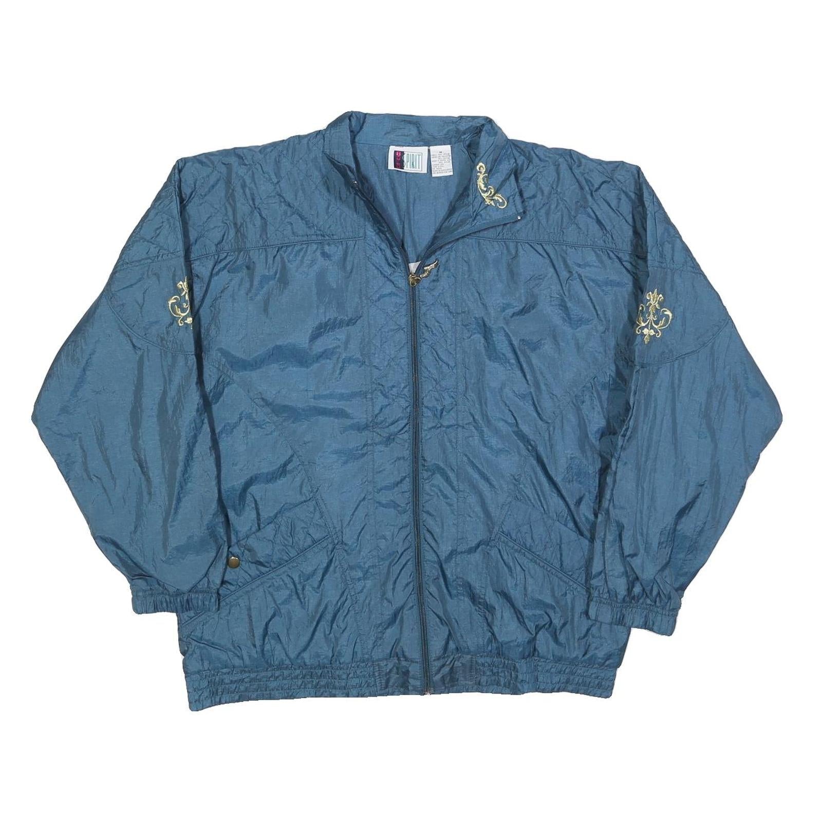 BOLD SPIRIT Womens Blue Nylon Zip Jacket M Casual Lightweight Embroidered Refurbished - N/A refurbished available on Cerqular