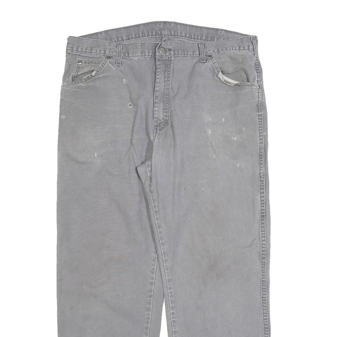 CARHARTT Mens Relaxed Cotton Blend Grey Workwear Trousers W36 L30 Durable Zip Refurbished - N/A refurbished available on Cerqular