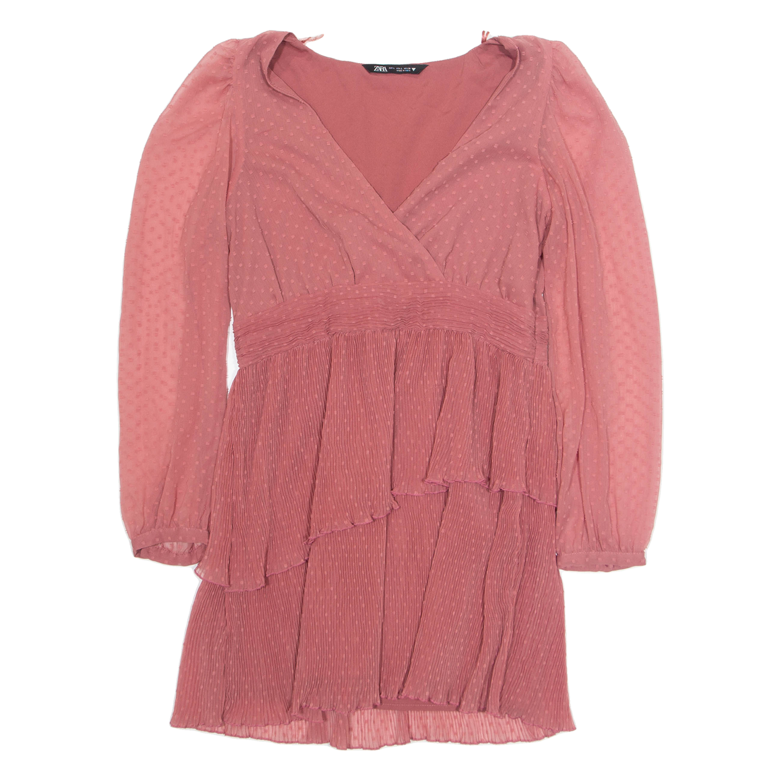 ZARA Womens Fit & Flare Dress Pink Long Sleeve Knee Length L Refurbished - N/A refurbished available on Cerqular