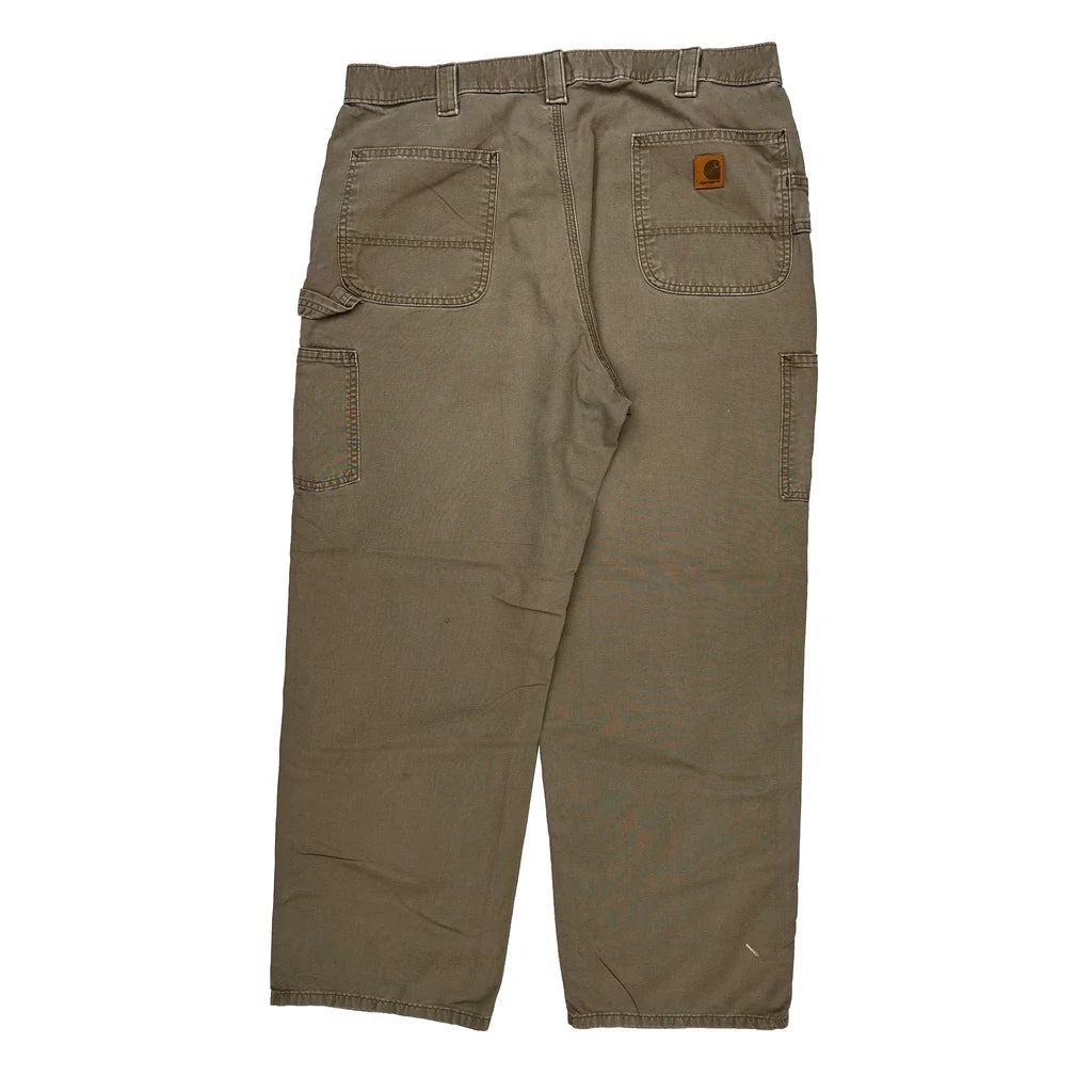 Carhartt Double Knee Carpenter Trousers - 40W 32L Brown Cotton Refurbished - Thrifted (note: this is a term often used to describe second- refurbished available on Cerqular