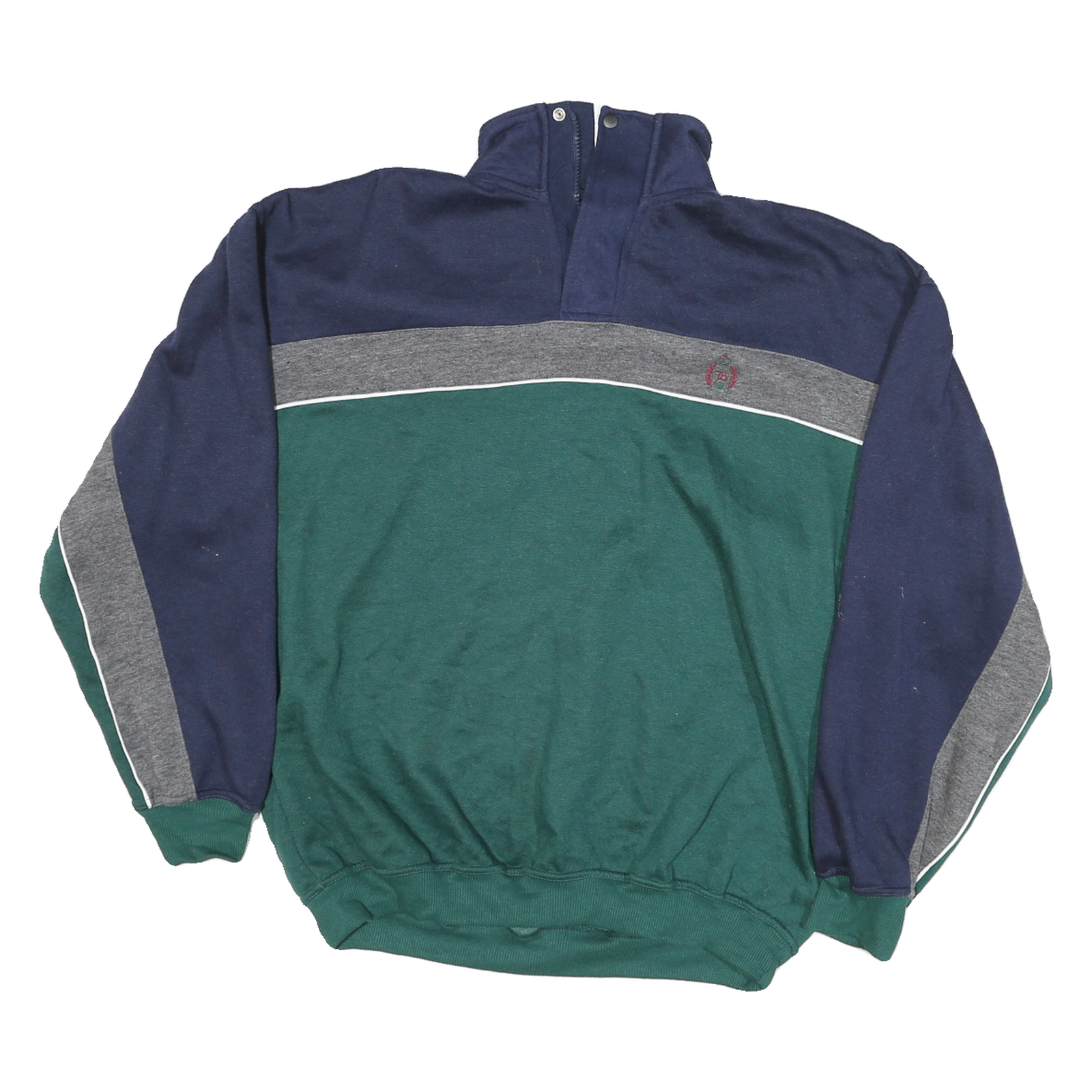 BUGLE BOY Mens Blue & Green Colourblock Pullover Sweatshirt M Cotton Blend Refurbished - N/A refurbished available on Cerqular