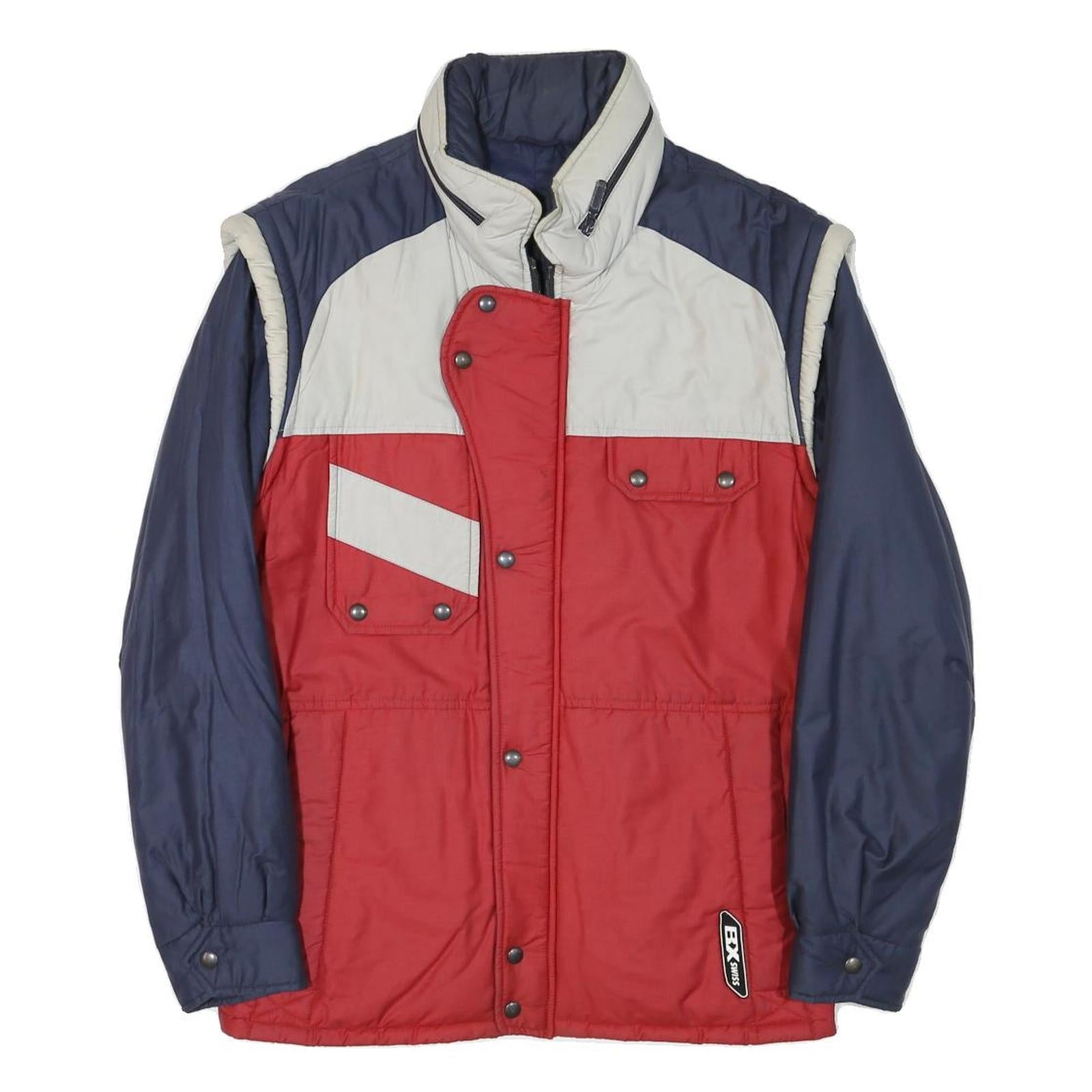 BX SWISS Mens Red & Blue Polyester Blend Casual Jacket L Zip Pockets Refurbished - N/A refurbished available on Cerqular