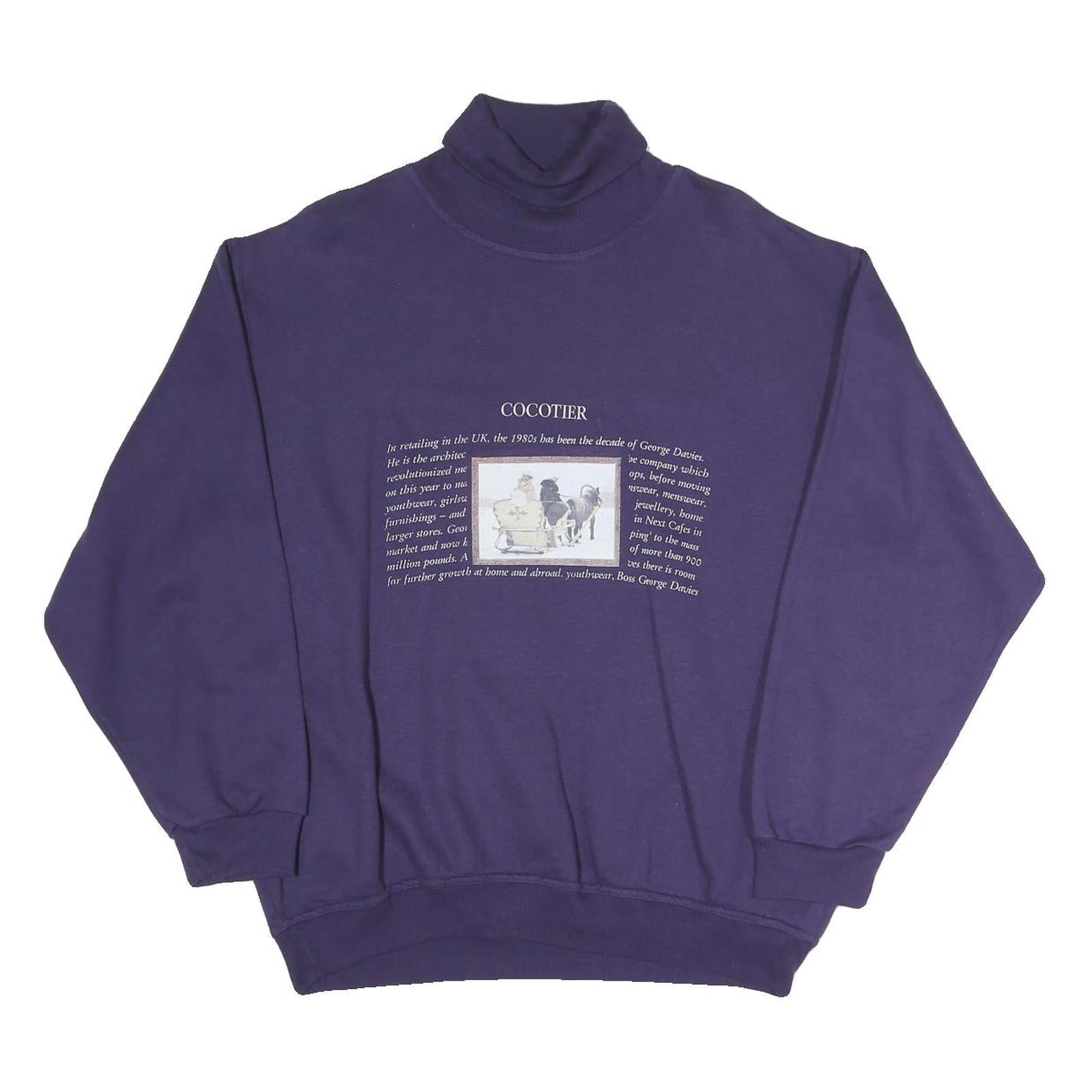 MISS HELEN Womens Purple High Neck M Cotton Blend Pullover Sweatshirt Text Print Refurbished - N/A refurbished available on Cerqular