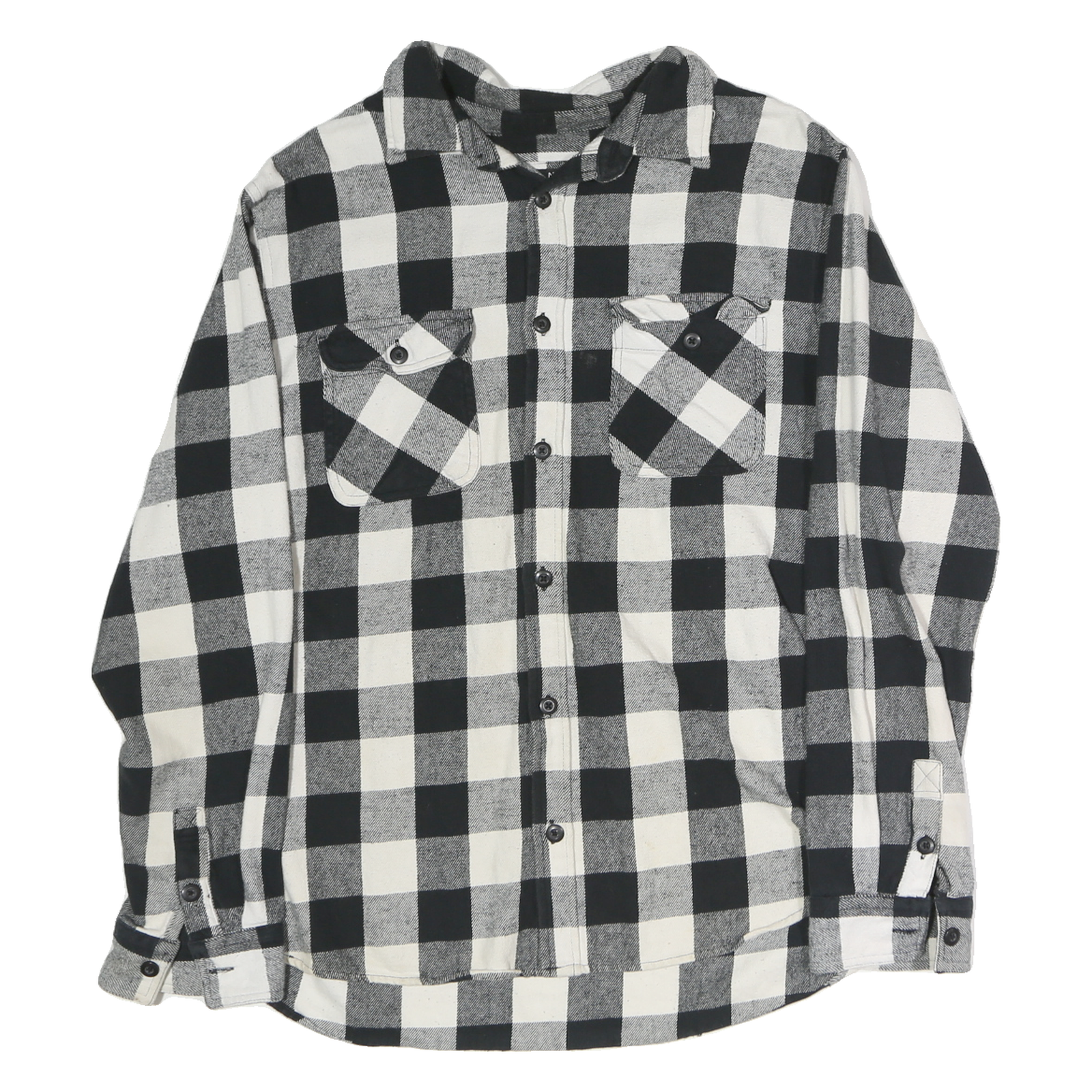 NORTHWESTERN Mens Black & White Checked Cotton Shirt XL Long Sleeve Button Refurbished - N/A refurbished available on Cerqular