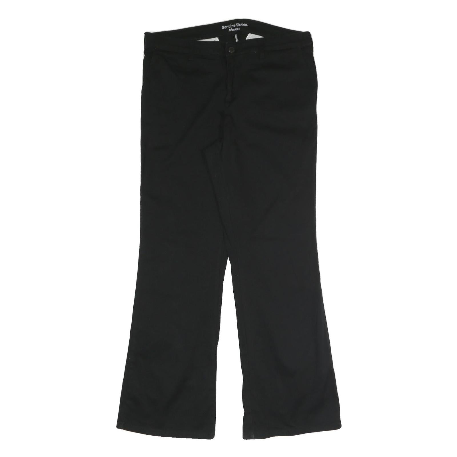 DICKIES Womens Black Regular Fit Straight Leg Trousers W34 L31 Cotton Blend Zip Refurbished - N/A refurbished available on Cerqular