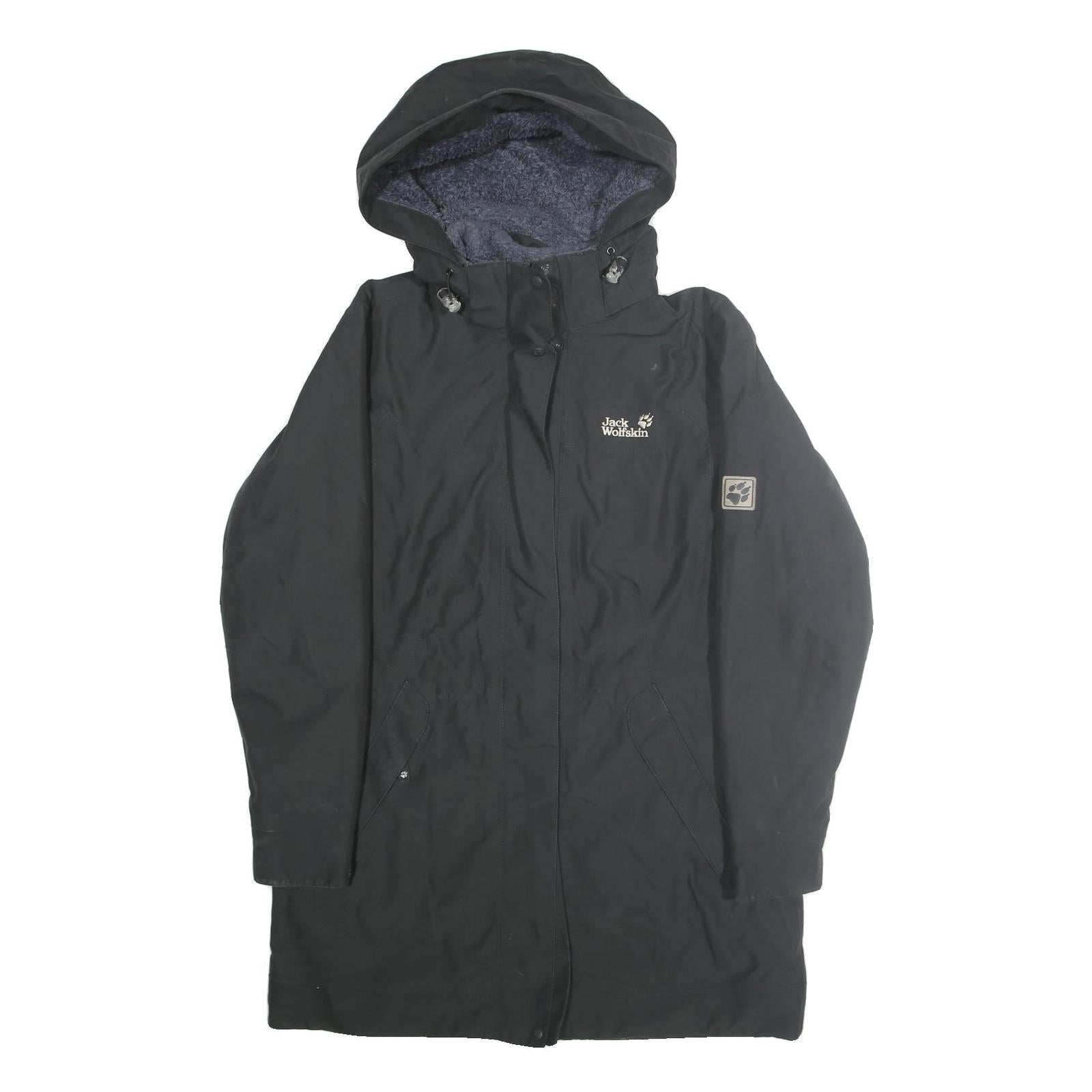 JACK WOLFSKIN Womens Black Jacket UK 16 Polyester Blend Plain Hooded Zip Refurbished - N/A refurbished available on Cerqular