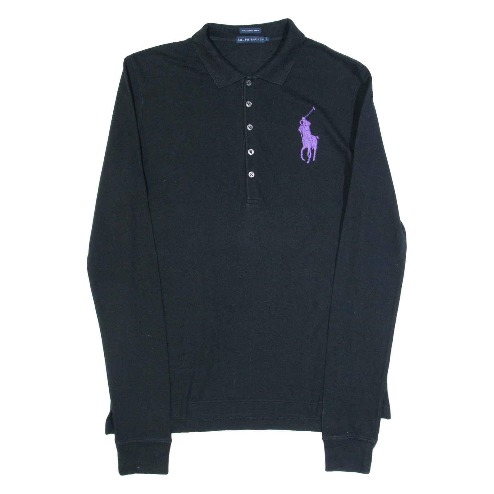 POLO RALPH LAUREN Skinny Mens Polo Shirt Black Long Sleeve XL Refurbished - N/A refurbished available on Cerqular