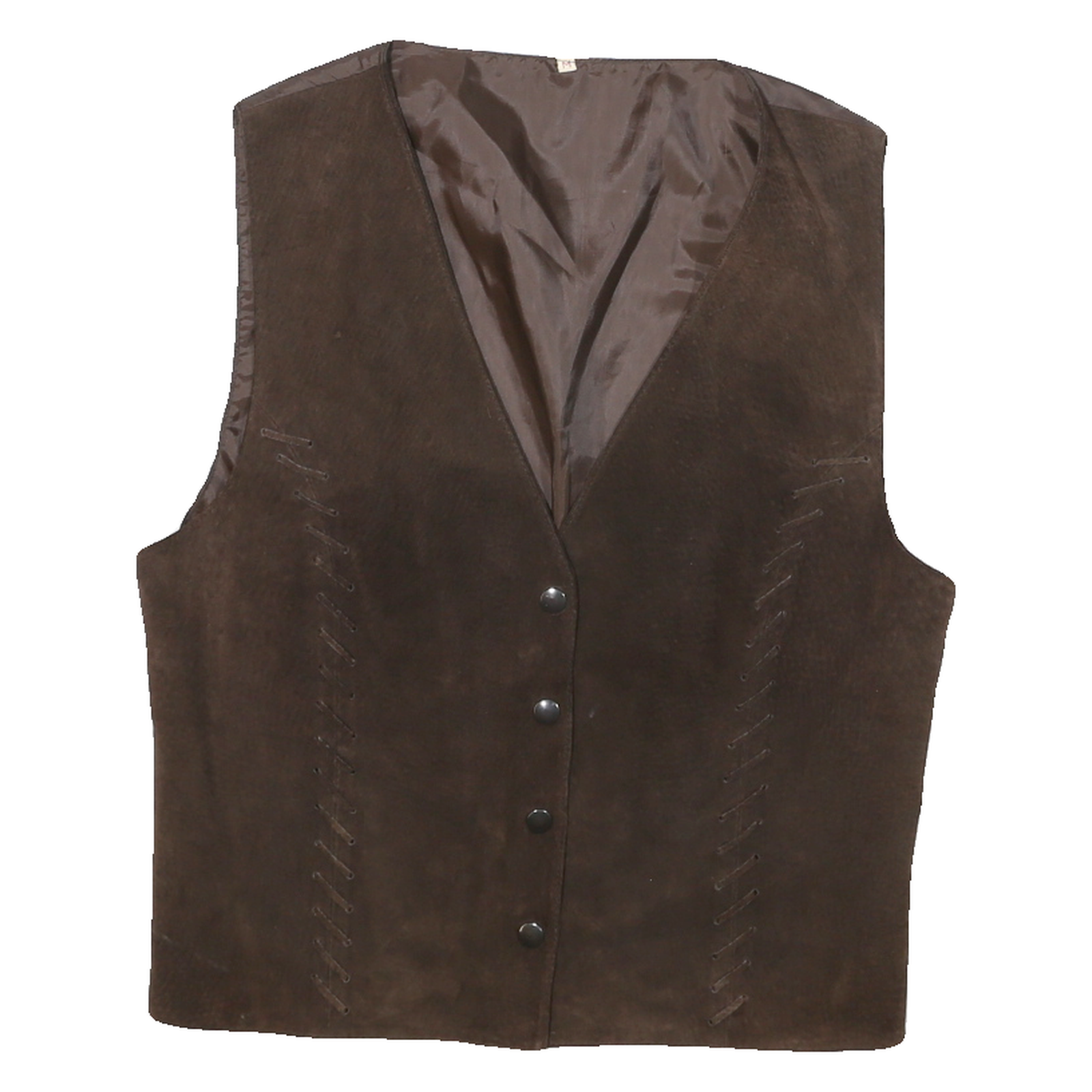 Mens Brown Leather Button Jacket M Suede Plain Classic Waistcoat Style Refurbished - N/A refurbished available on Cerqular